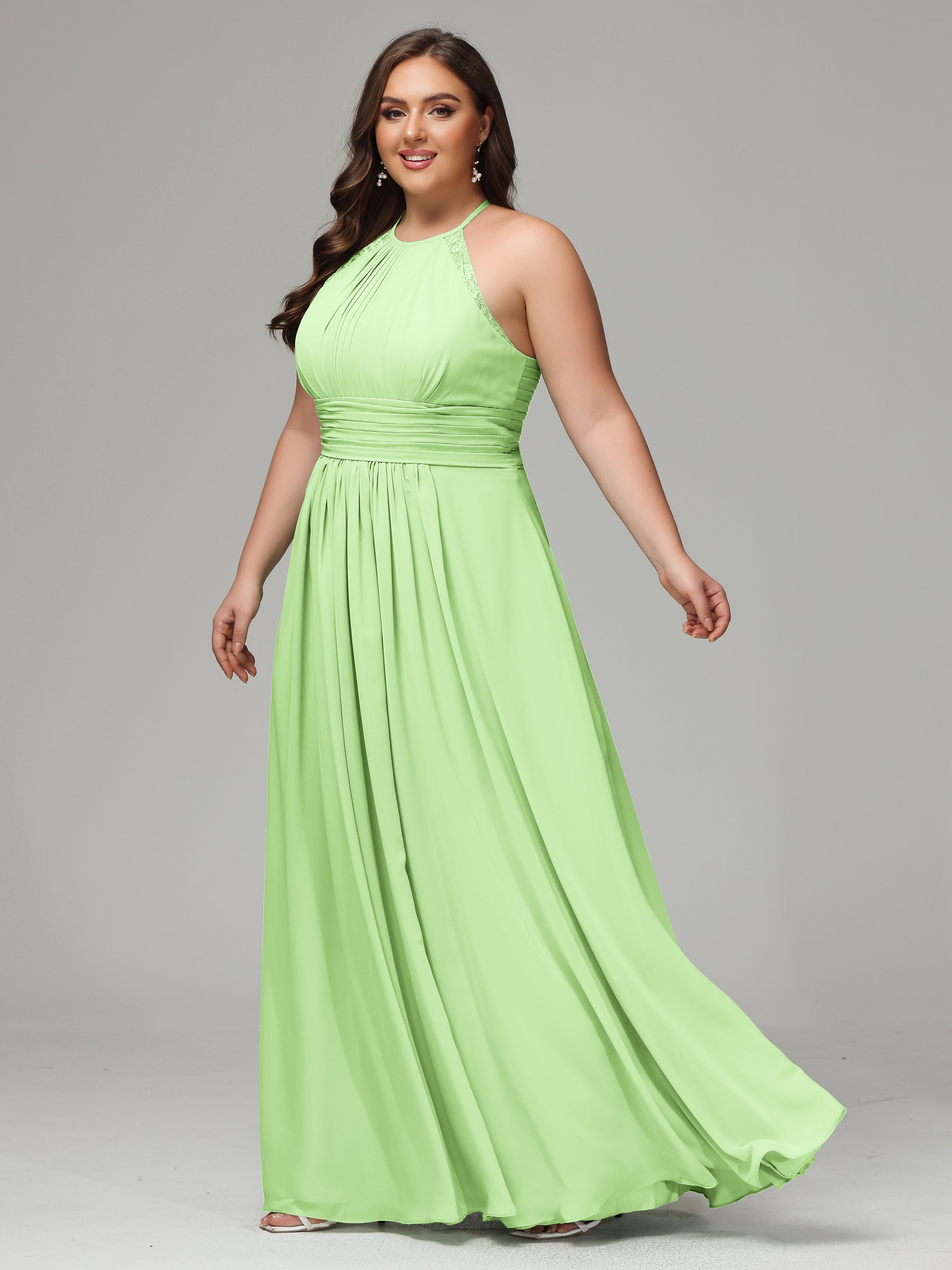 Halter Plus Size Chiffon Bridesmaid Dresses