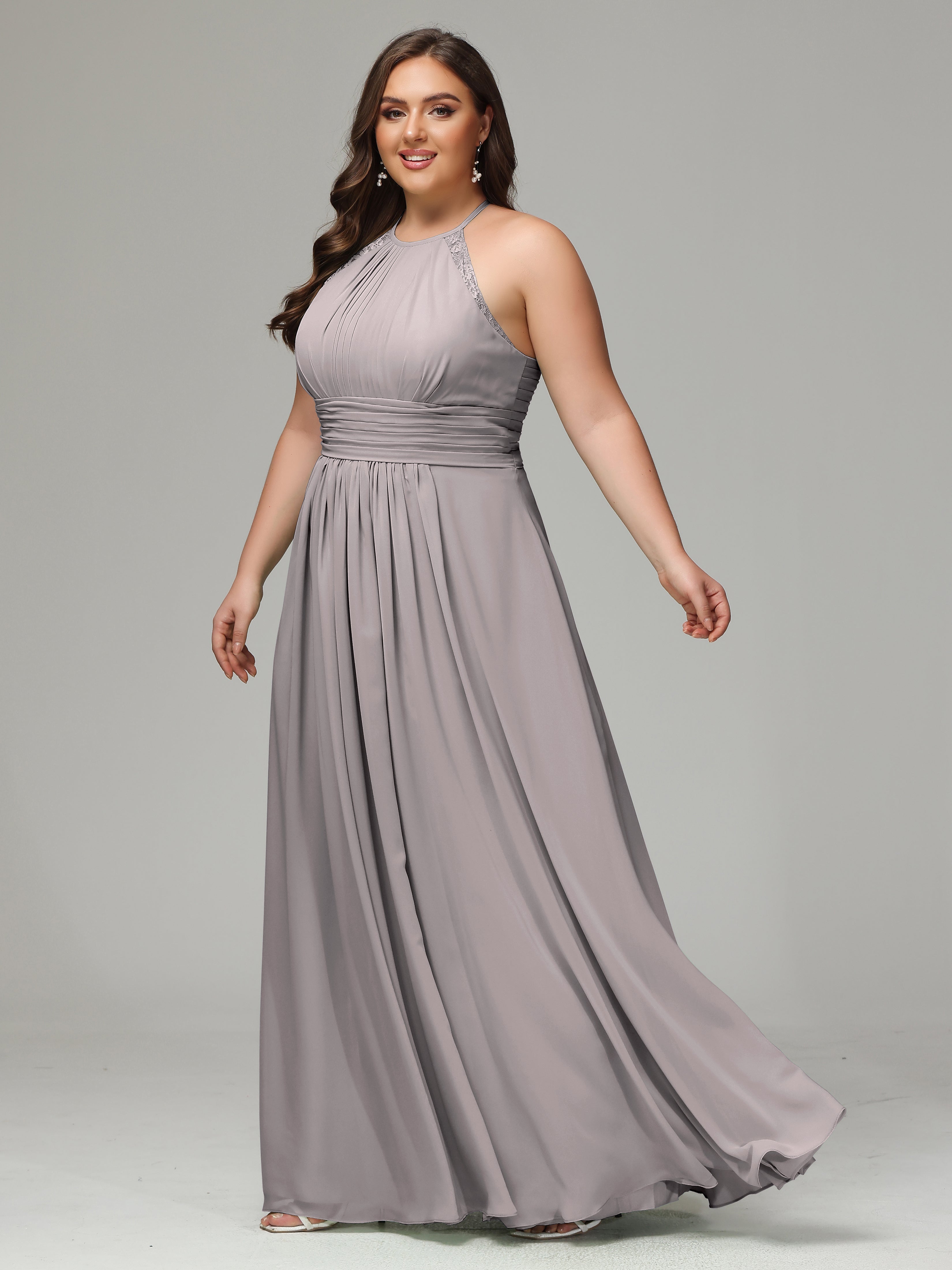 Halter Plus Size Chiffon Bridesmaid Dresses