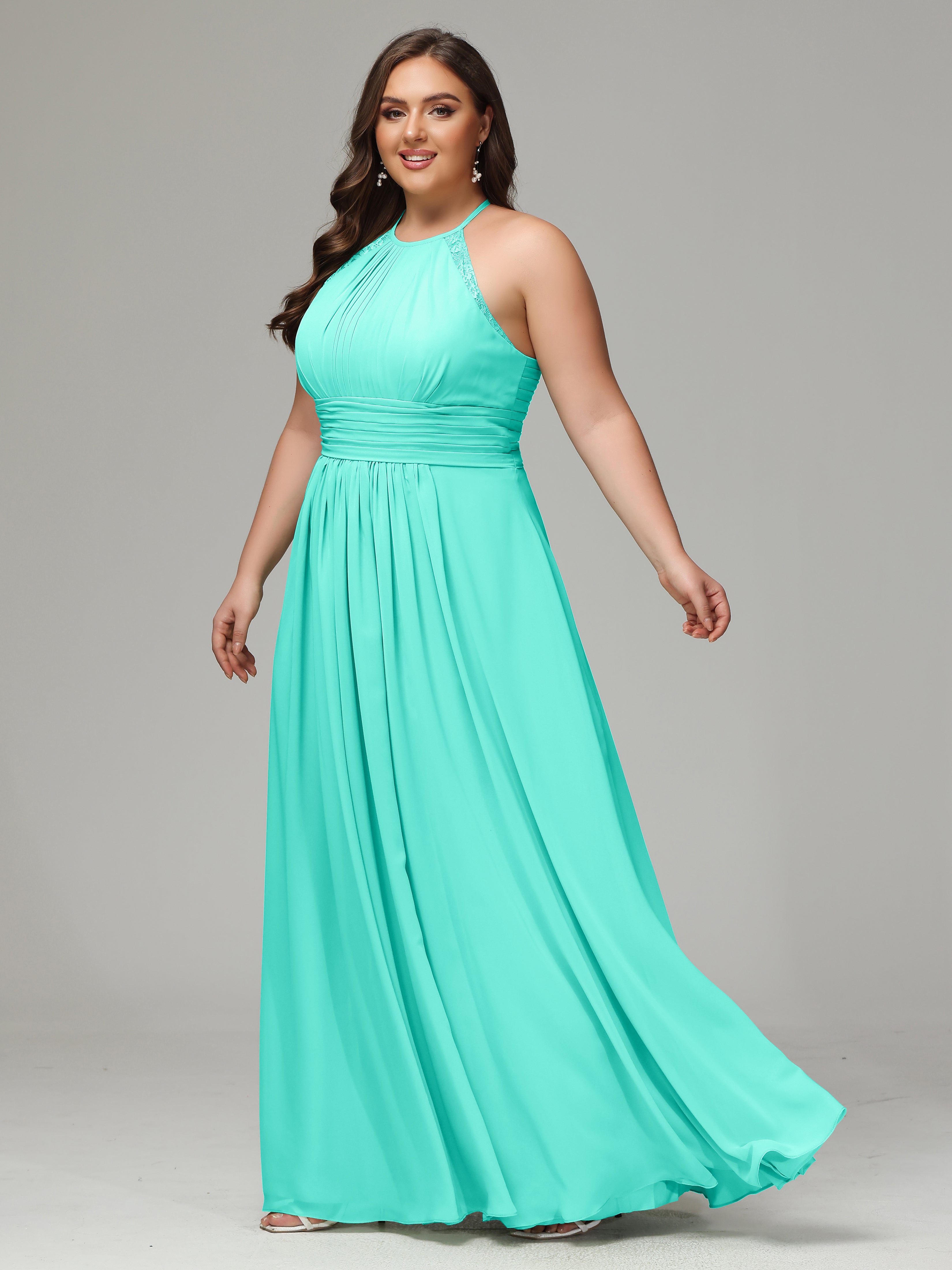 Halter Plus Size Chiffon Bridesmaid Dresses