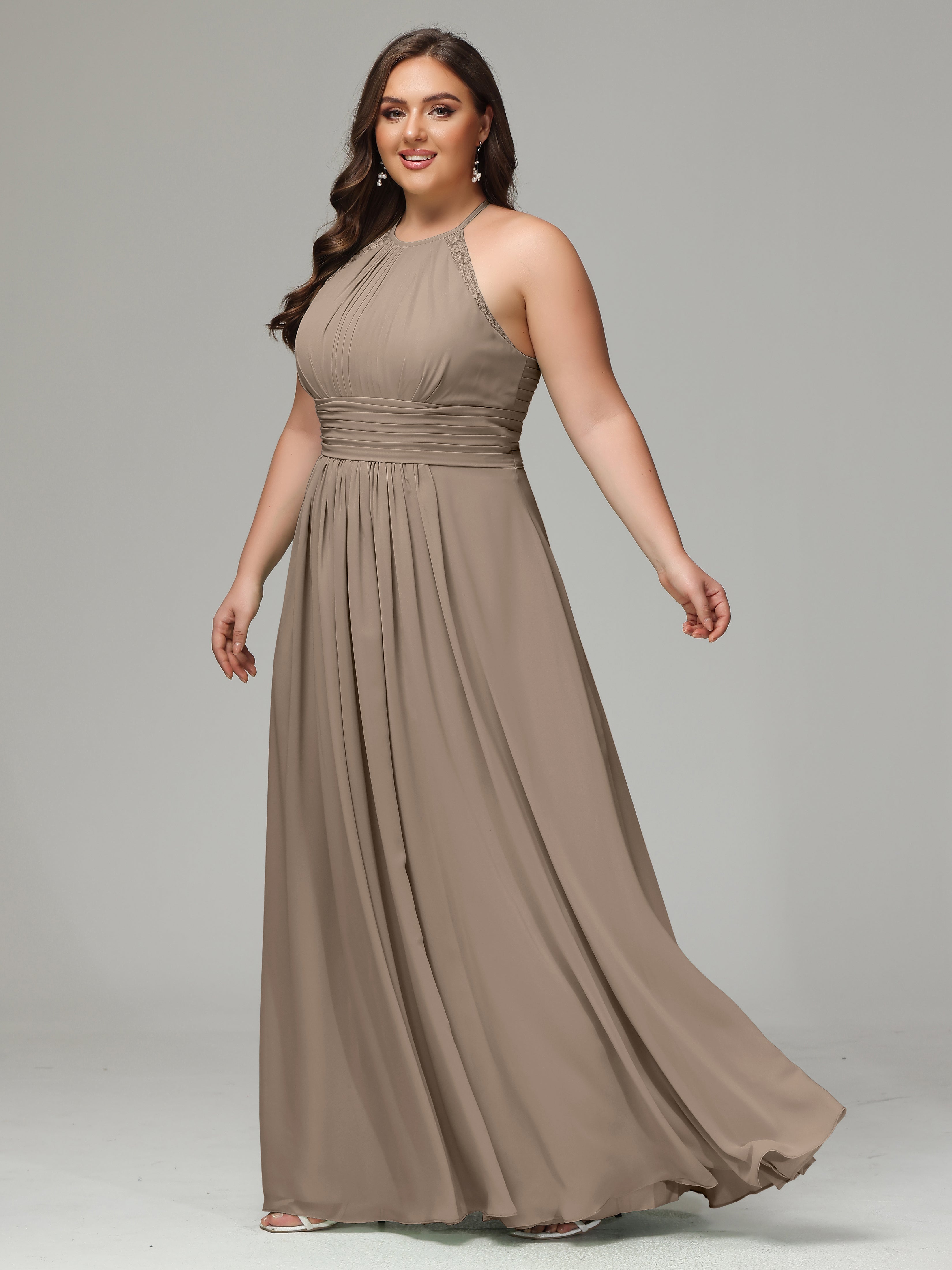 Halter Plus Size Chiffon Bridesmaid Dresses