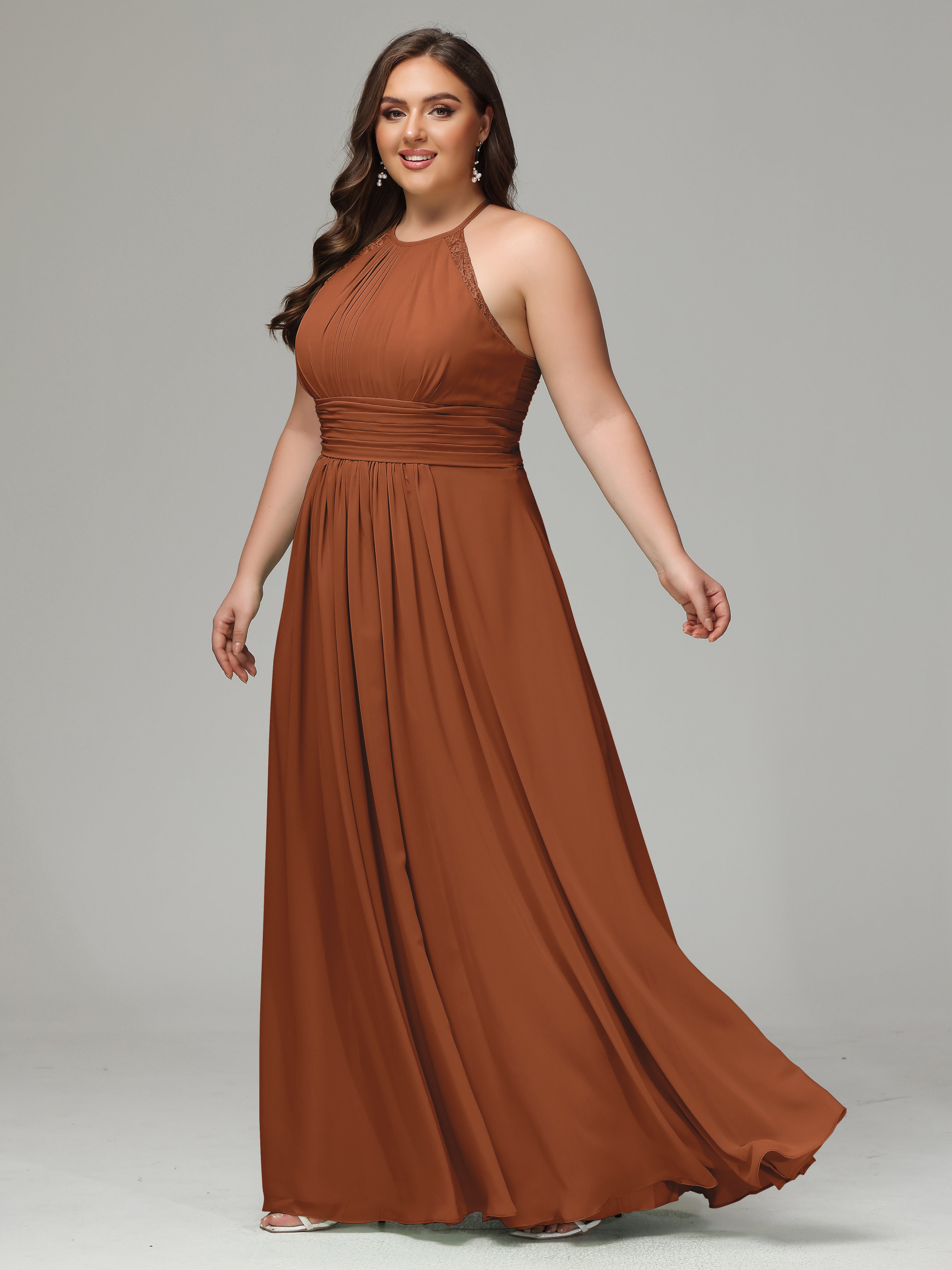 Halter Plus Size Chiffon Bridesmaid Dresses