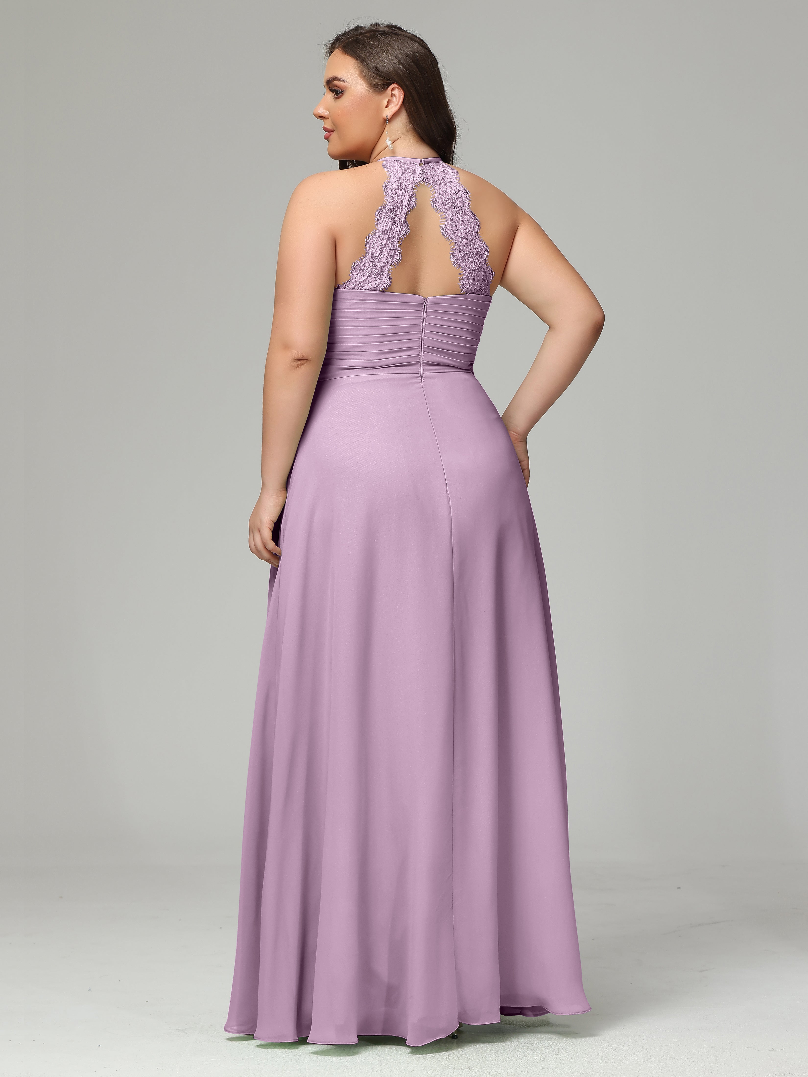 Halter Plus Size Chiffon Bridesmaid Dresses