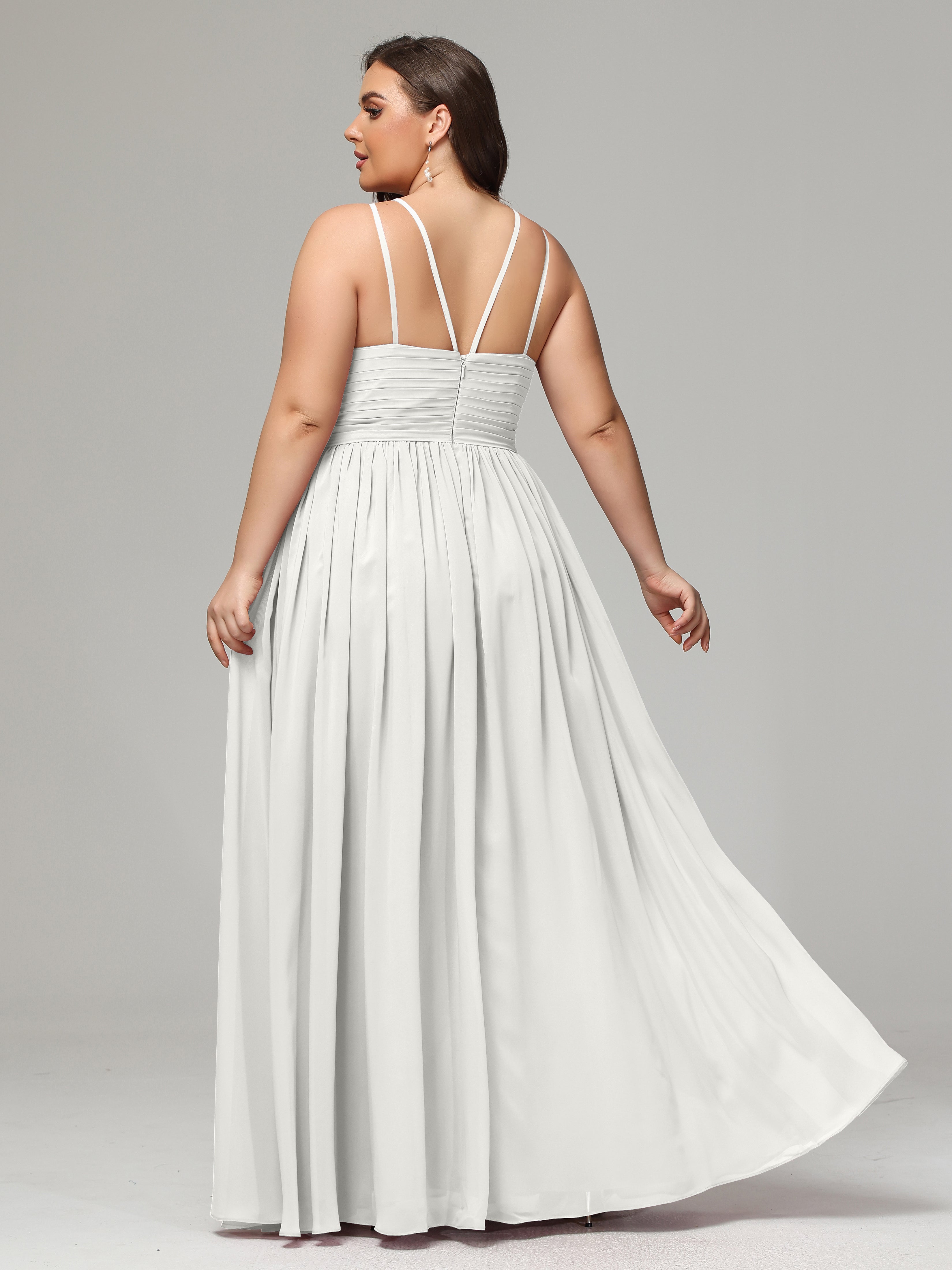 Halter & Straps on back Chiffon Bridesmaid Dress Plus Size