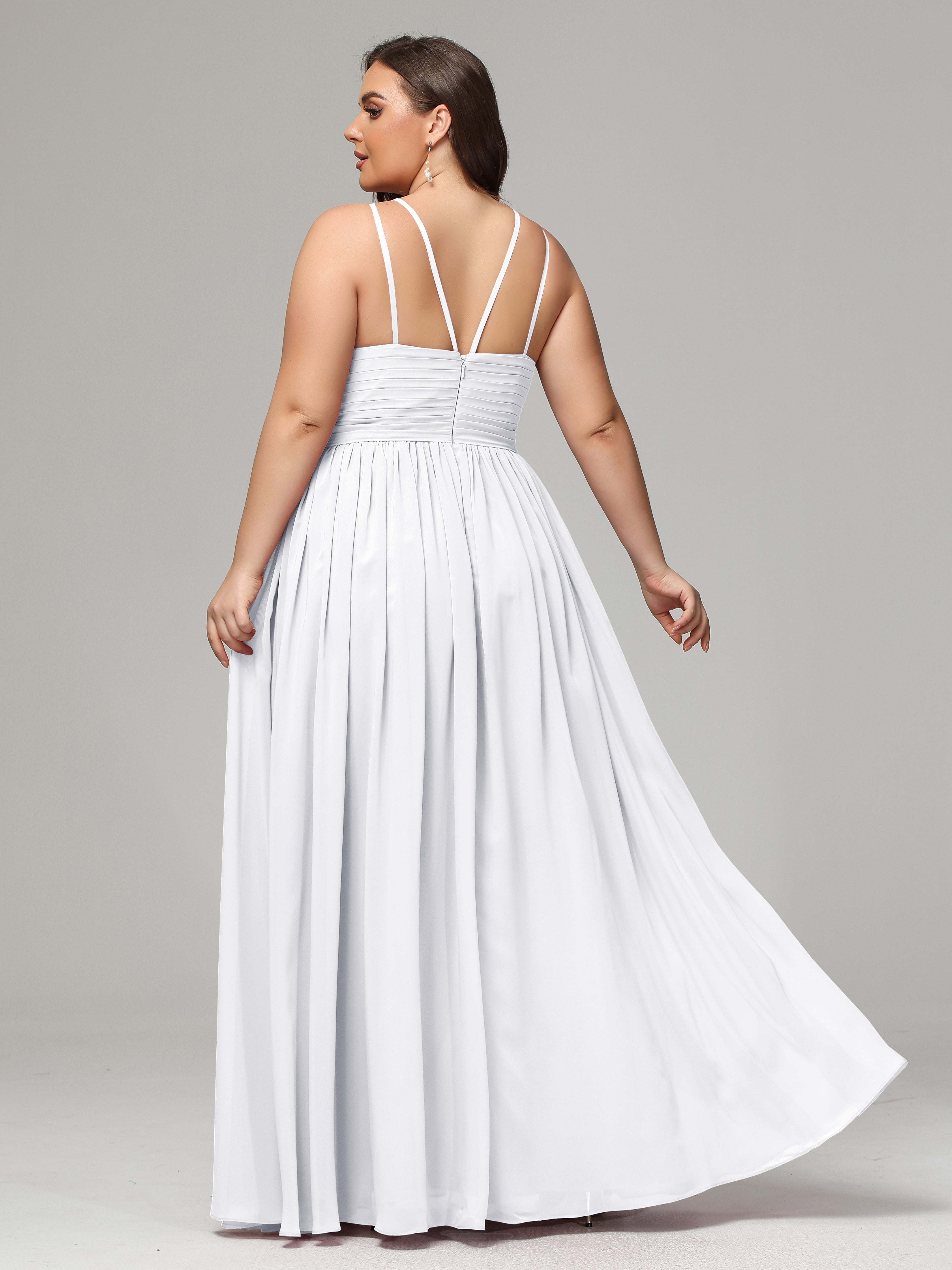 Halter & Straps on back Chiffon Bridesmaid Dress Plus Size