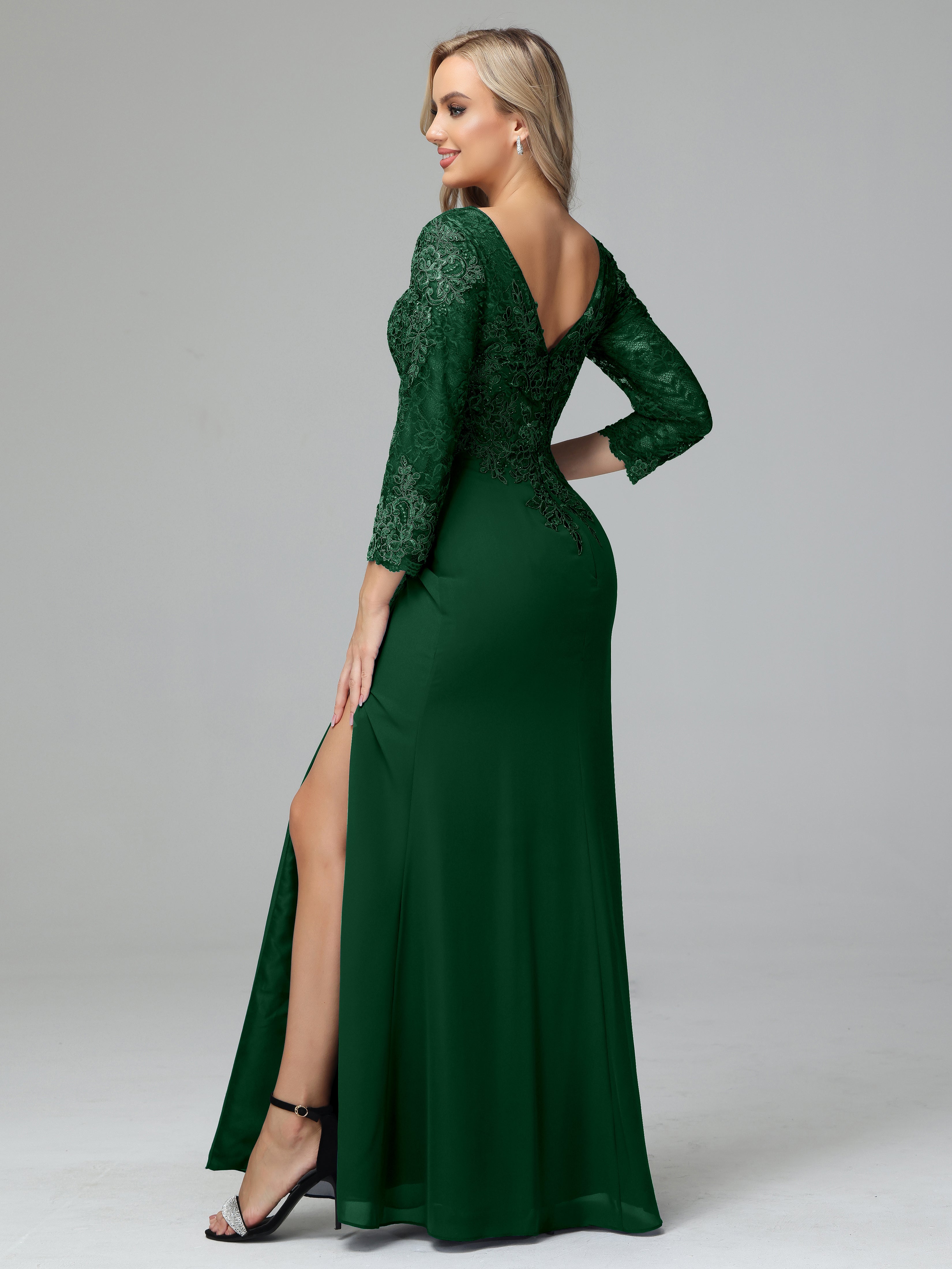 Green lace mother of the bride dress best sale