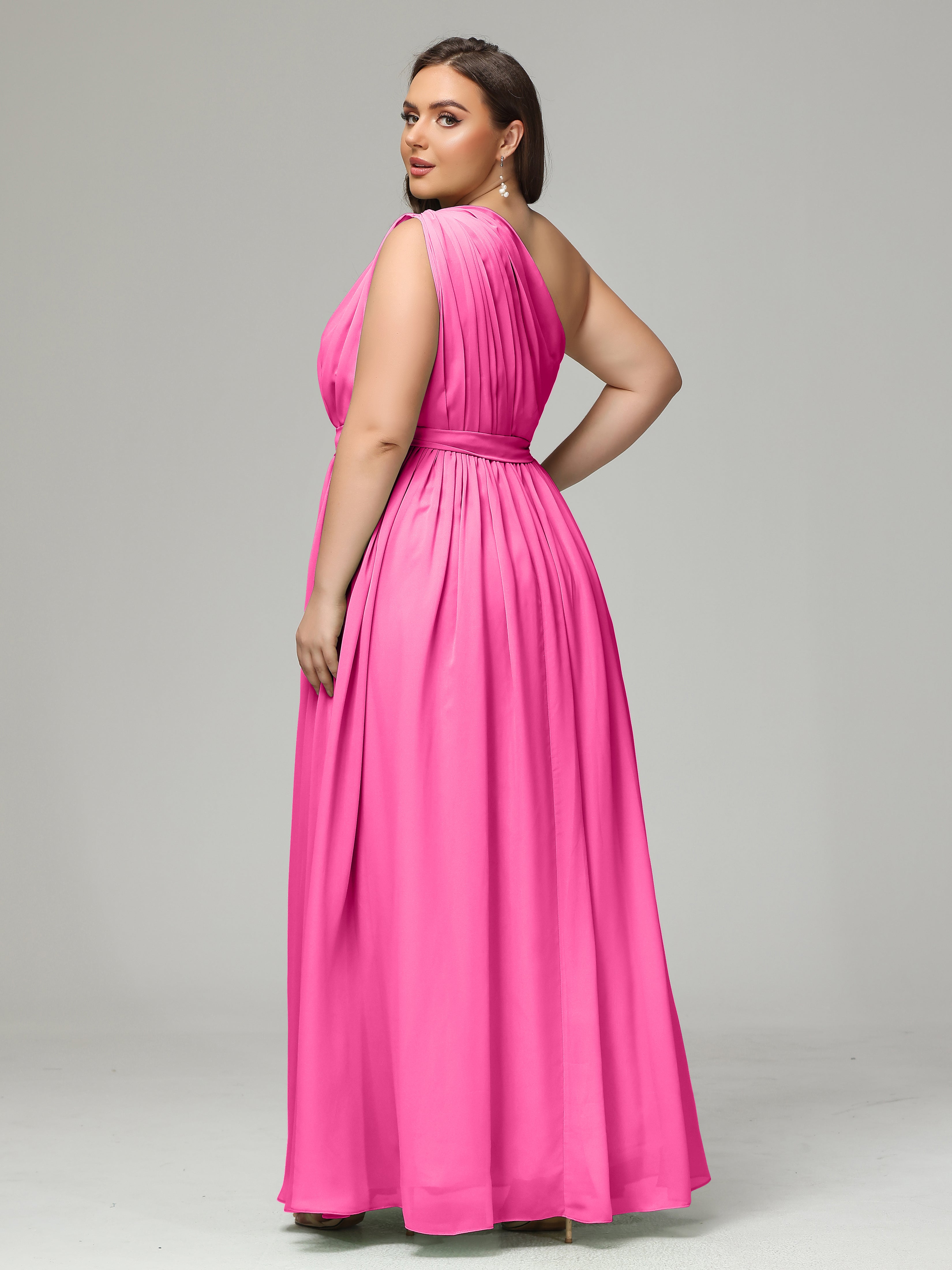 One-shoulder Plus Size Chiffon Bridesmaid Dresses