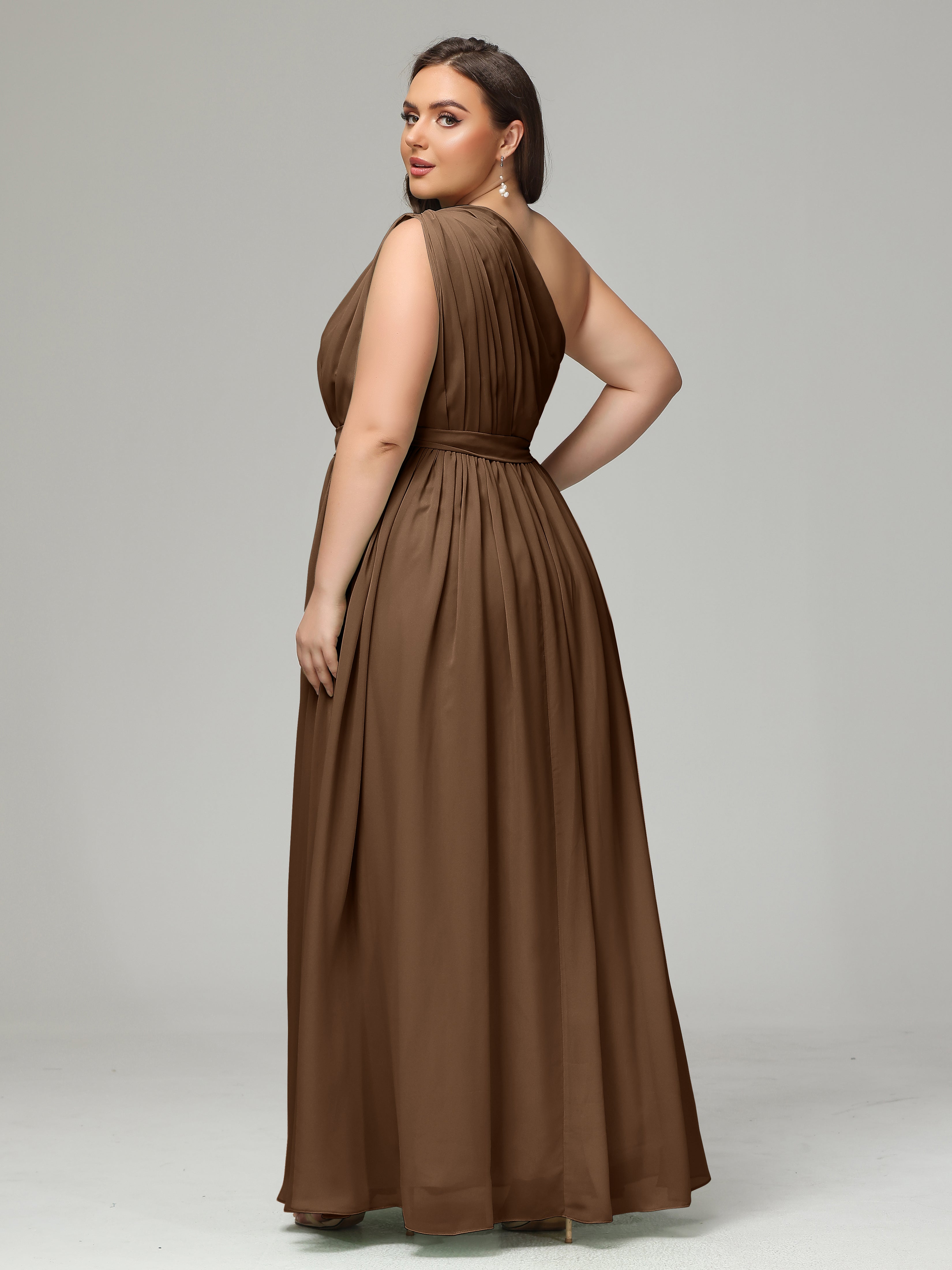 One-shoulder Plus Size Chiffon Bridesmaid Dresses