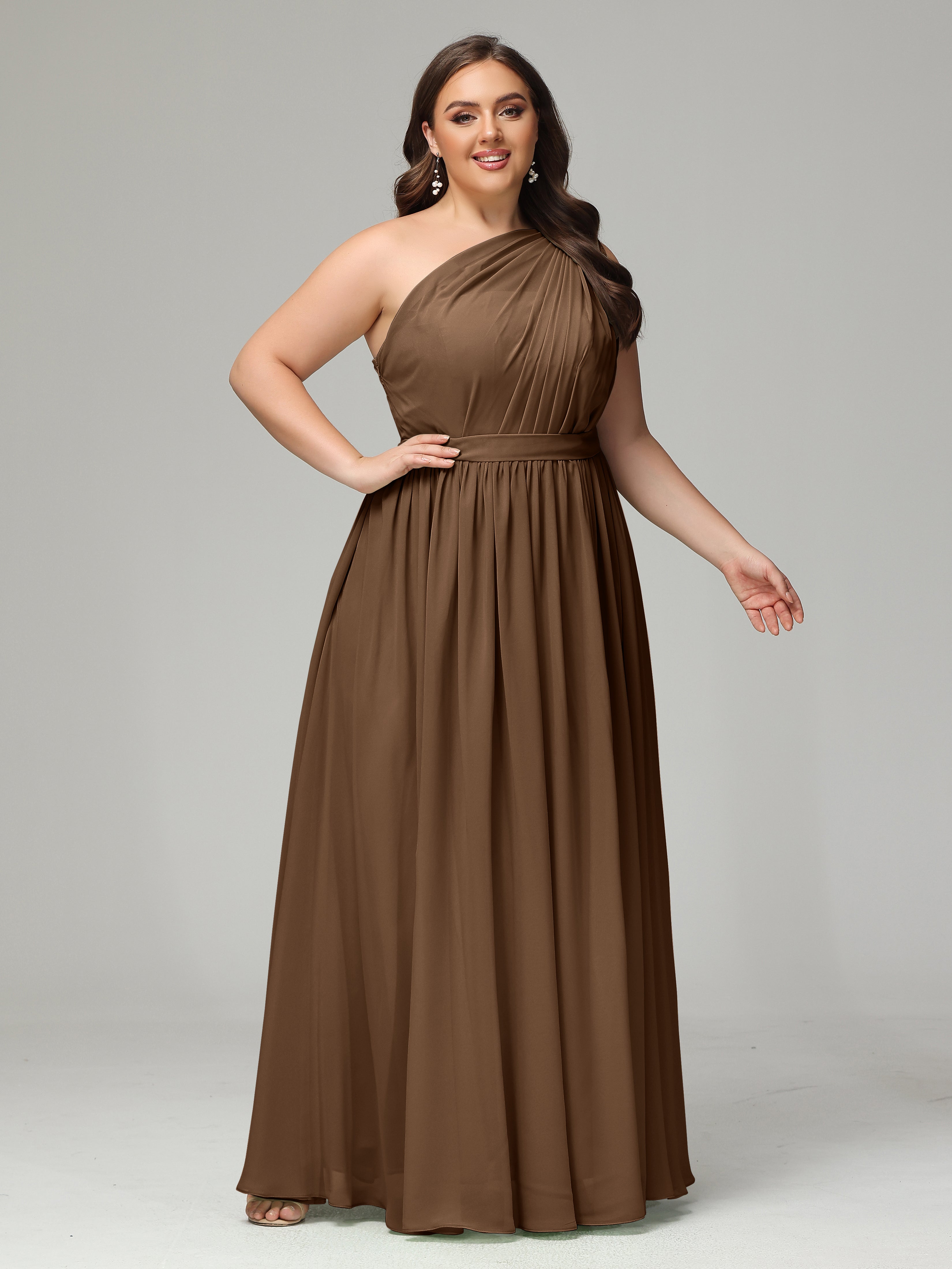 One-shoulder Plus Size Chiffon Bridesmaid Dresses