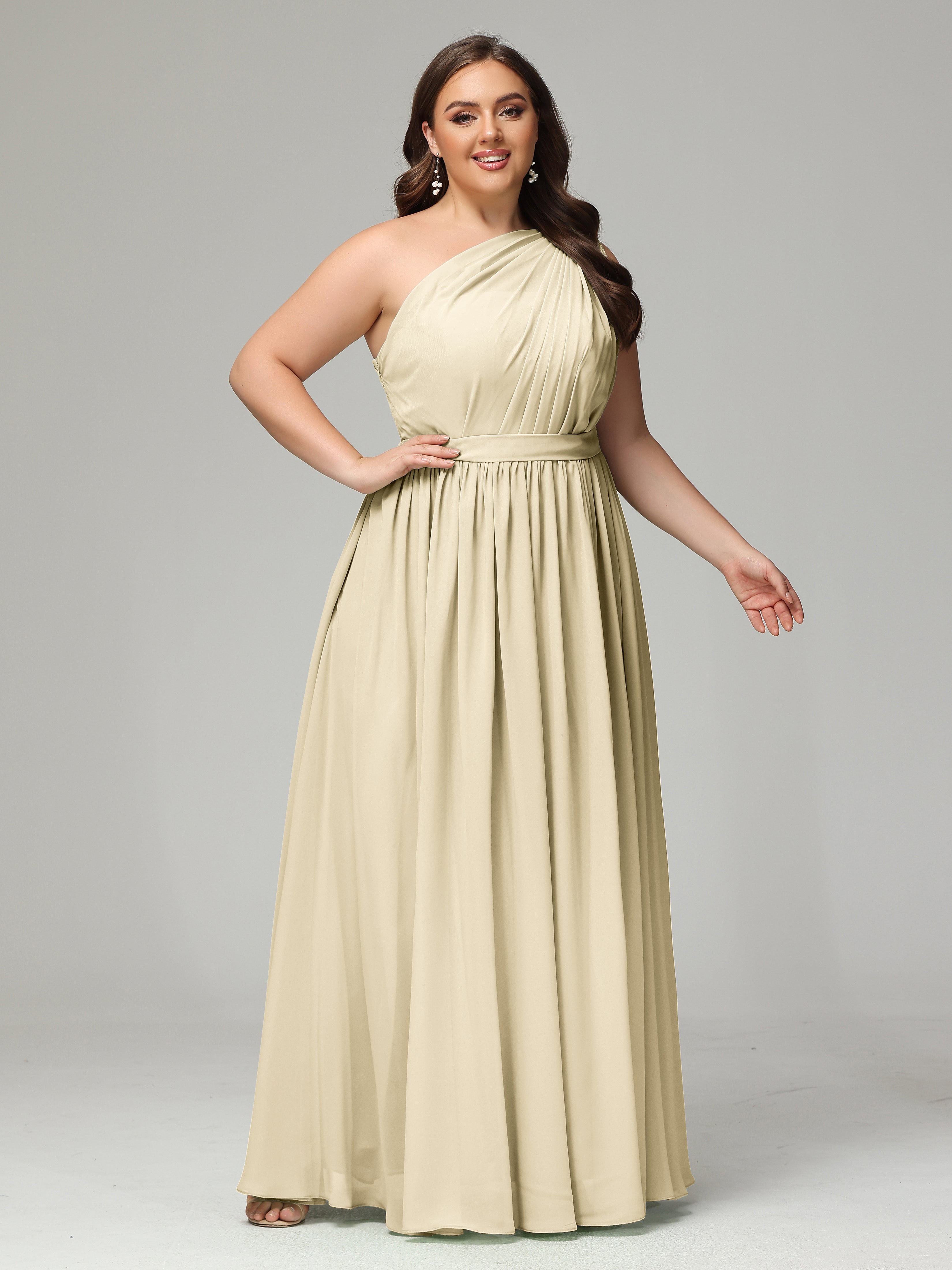 One-shoulder Plus Size Chiffon Bridesmaid Dresses