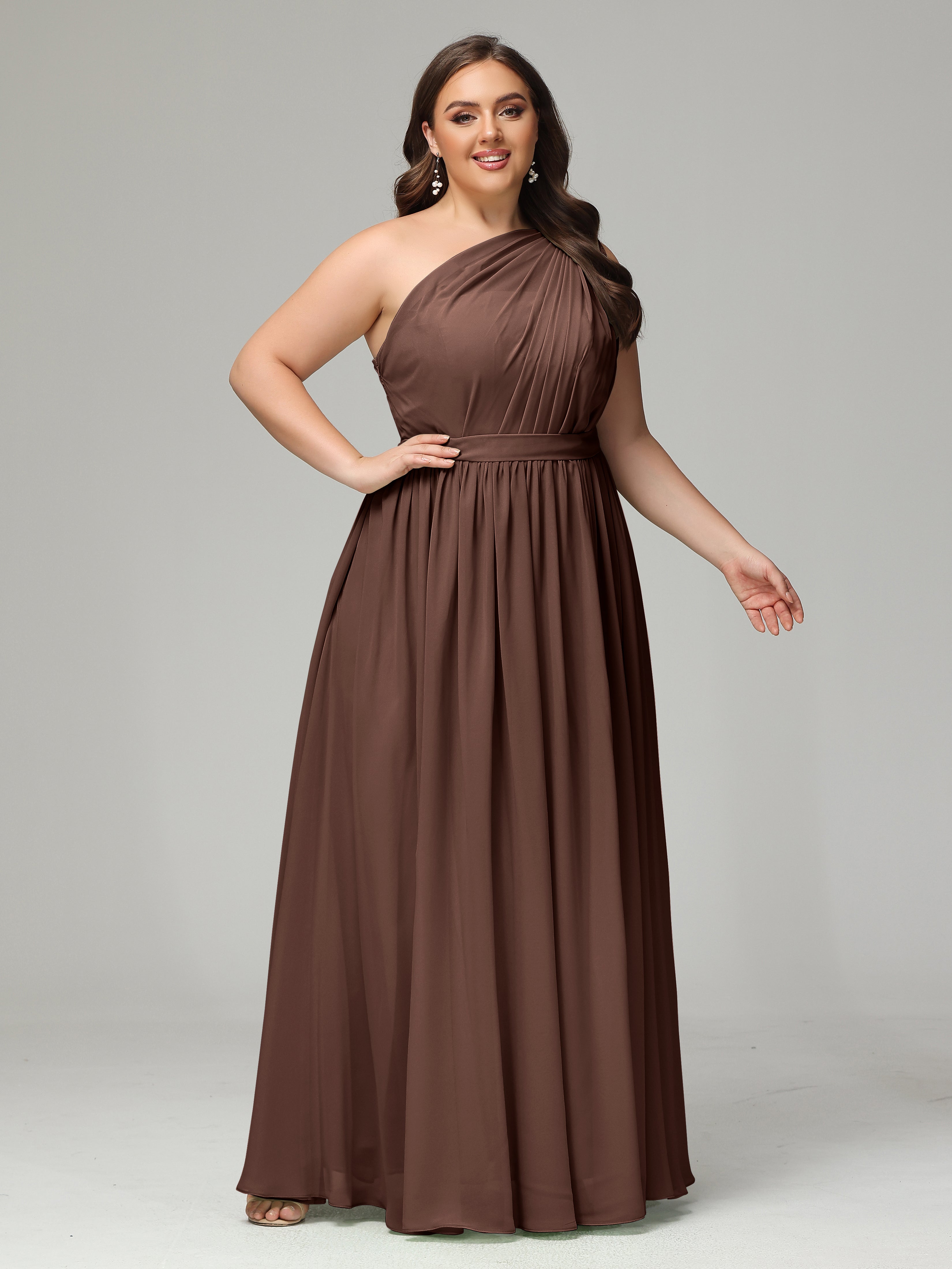 One-shoulder Plus Size Chiffon Bridesmaid Dresses