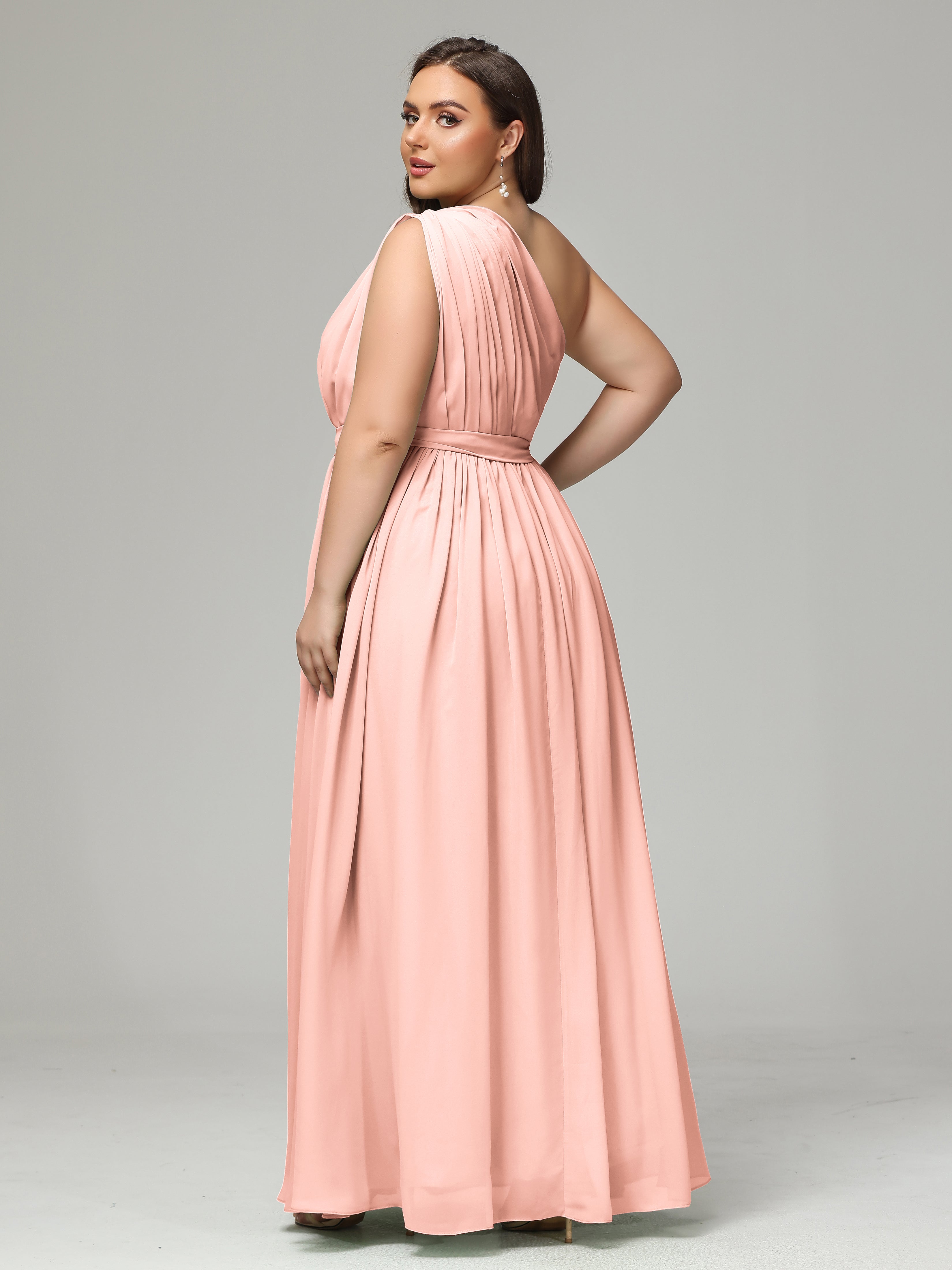 One-shoulder Plus Size Chiffon Bridesmaid Dresses