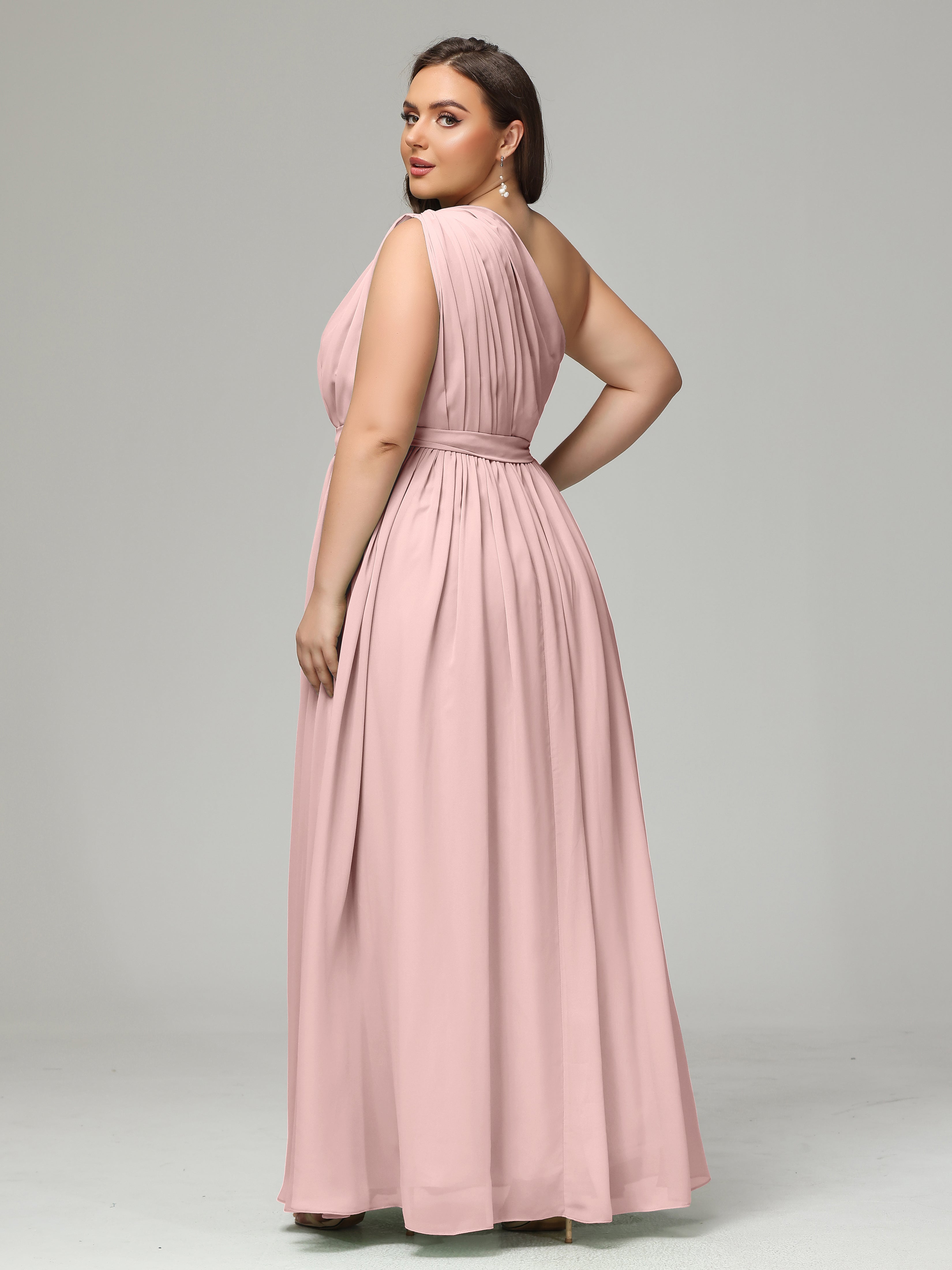 One-shoulder Plus Size Chiffon Bridesmaid Dresses