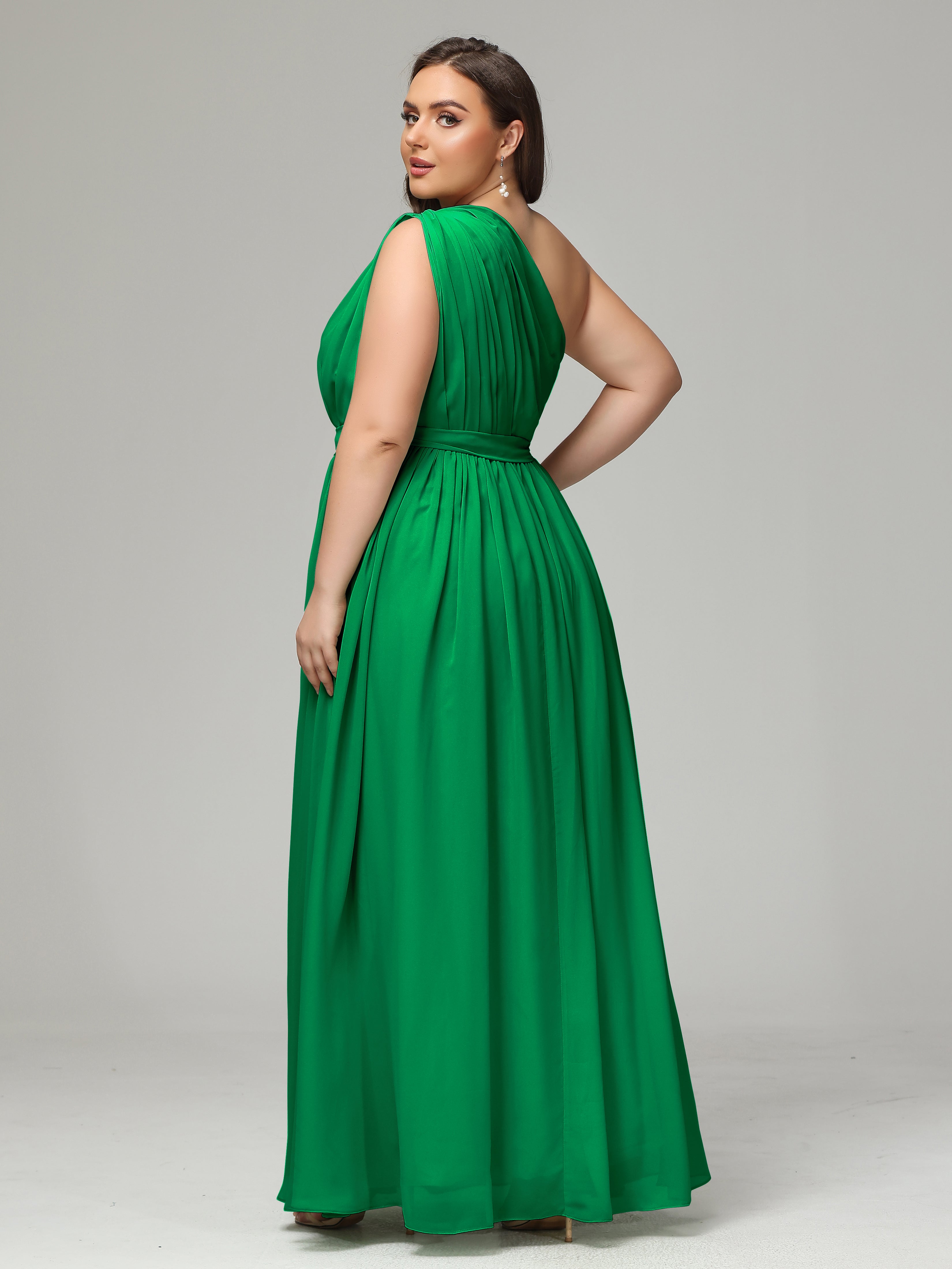 One-shoulder Plus Size Chiffon Bridesmaid Dresses