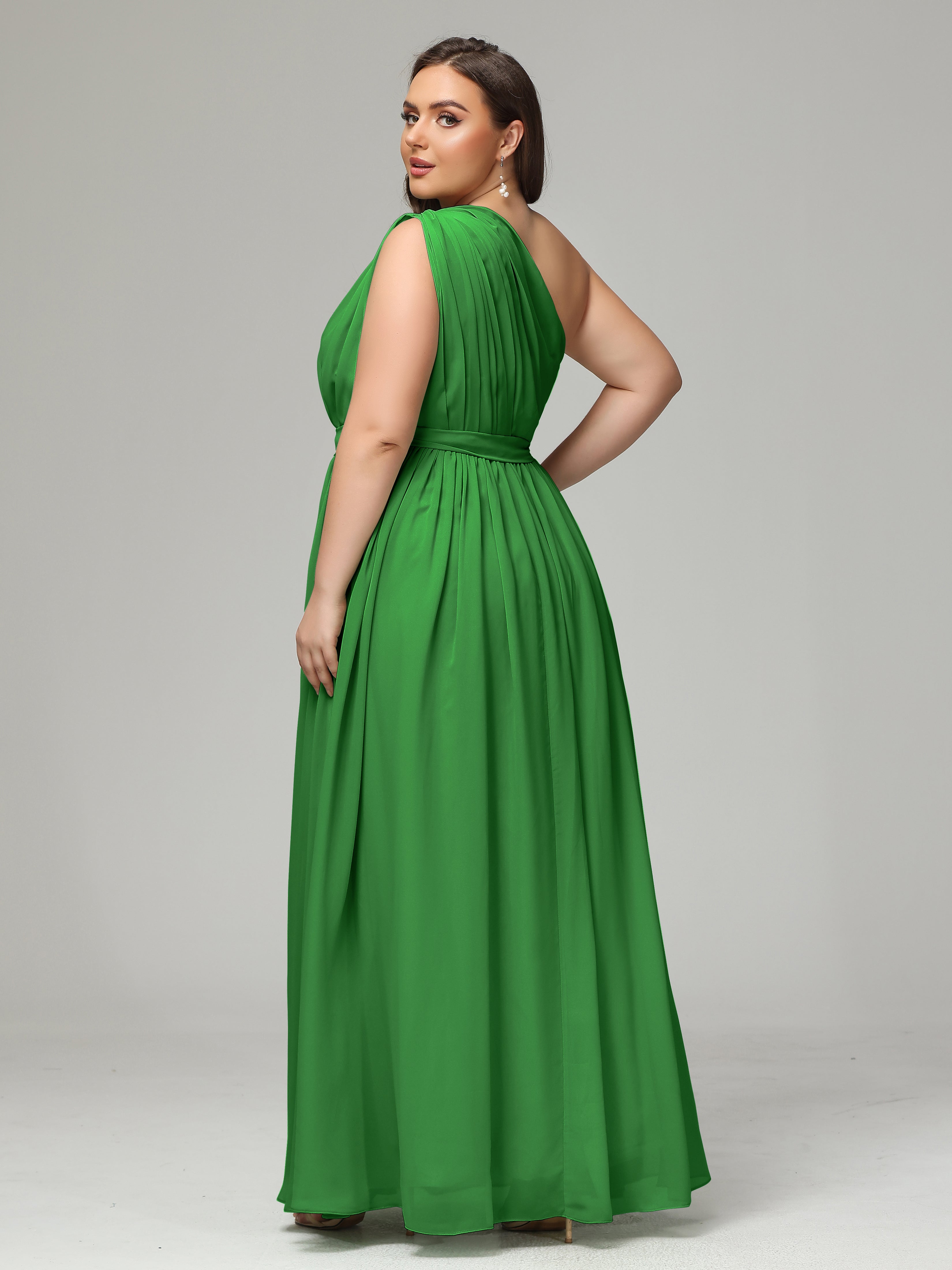 One-shoulder Plus Size Chiffon Bridesmaid Dresses