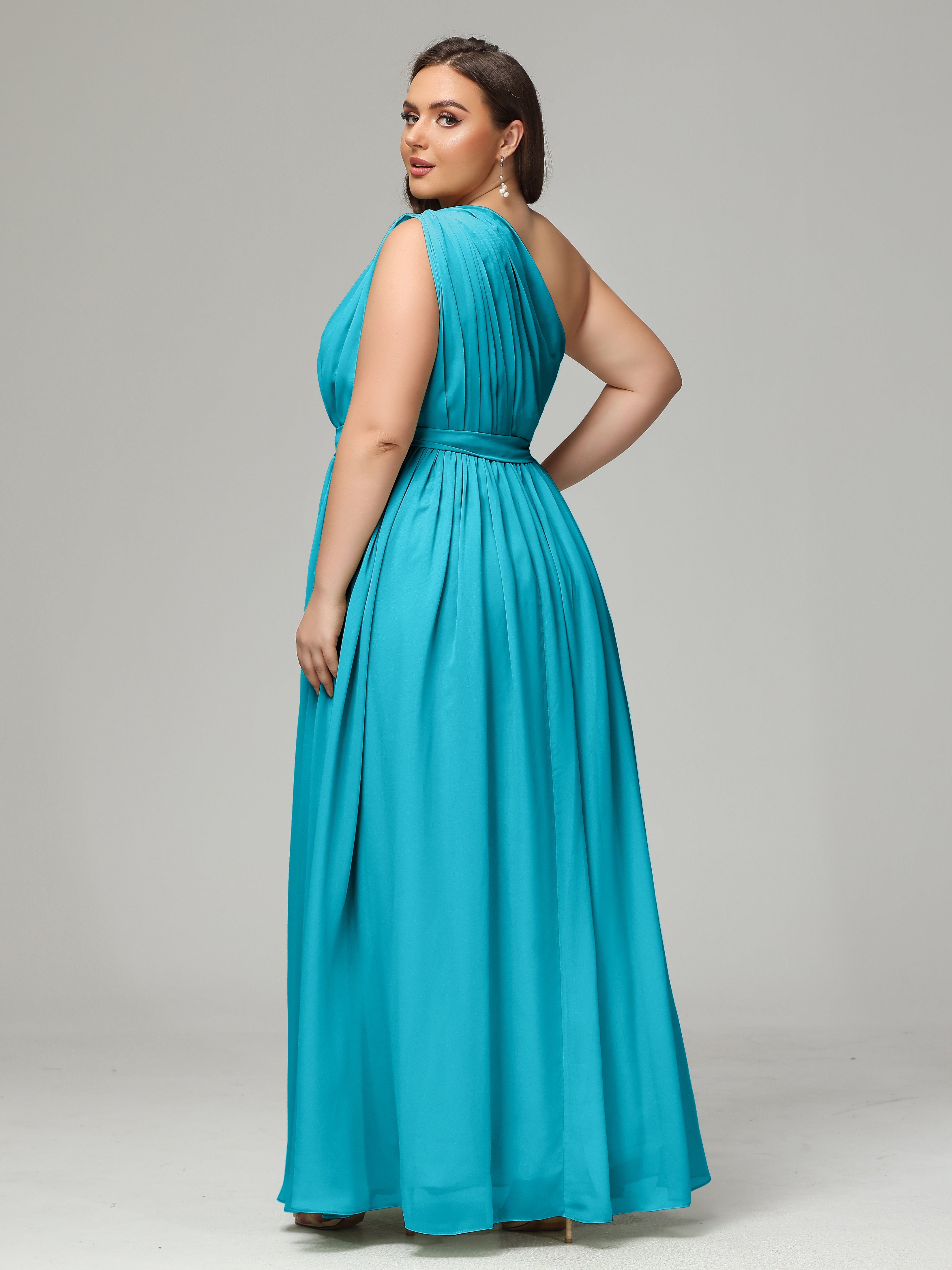 One-shoulder Plus Size Chiffon Bridesmaid Dresses