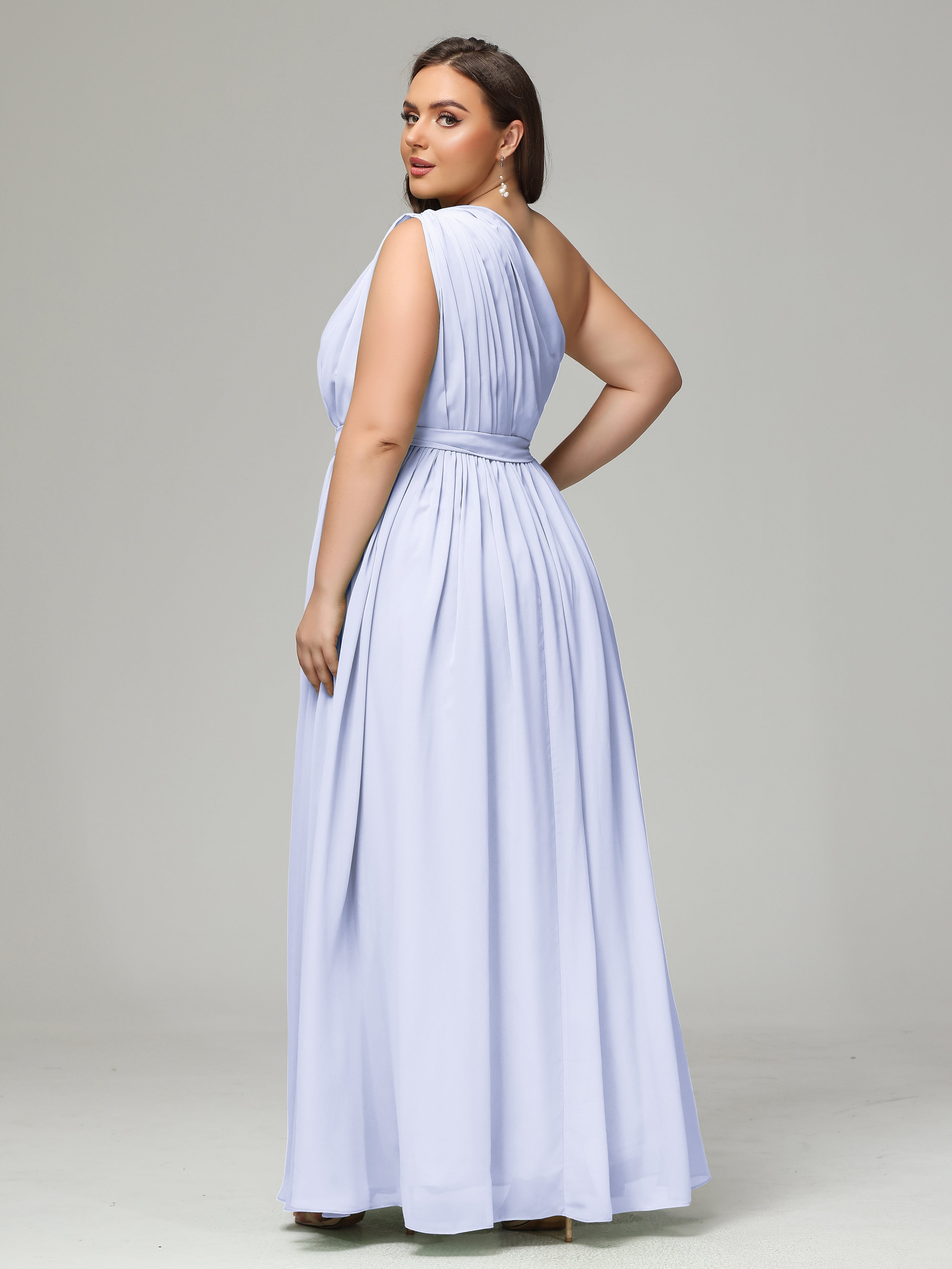 One-shoulder Plus Size Chiffon Bridesmaid Dresses