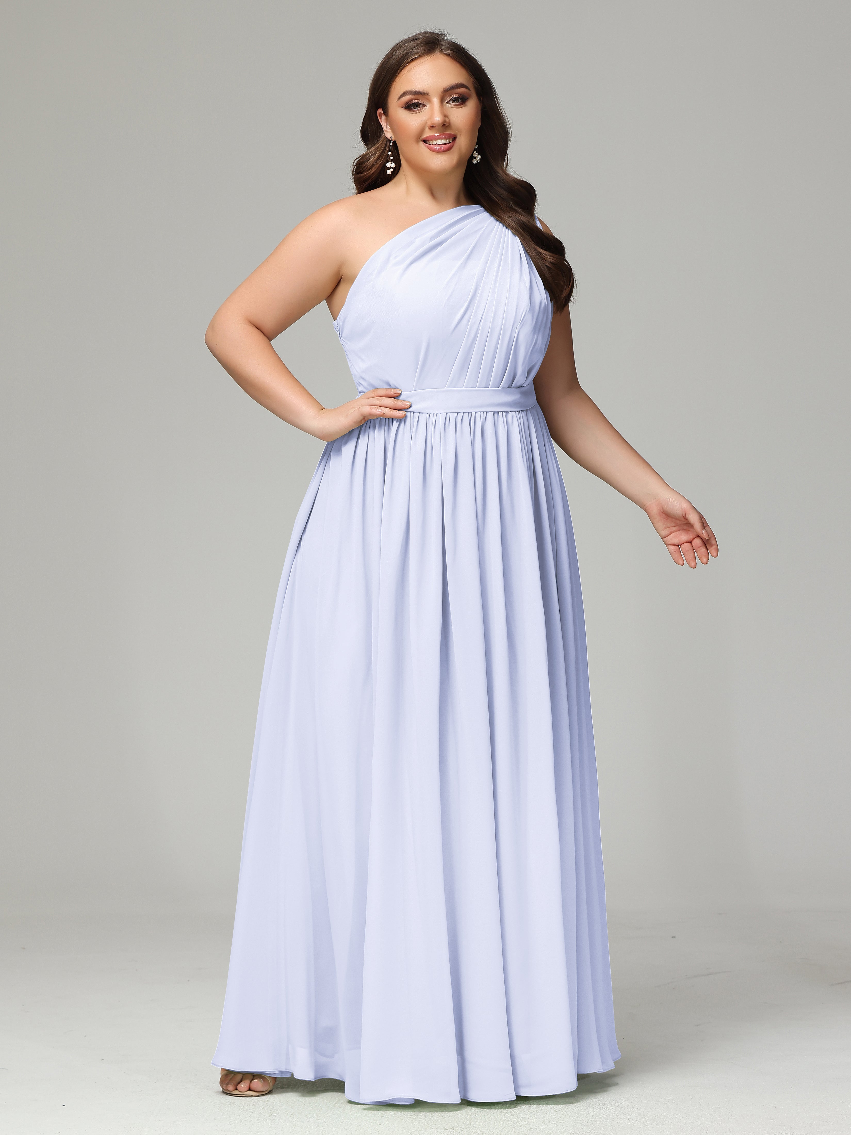 One-shoulder Plus Size Chiffon Bridesmaid Dresses