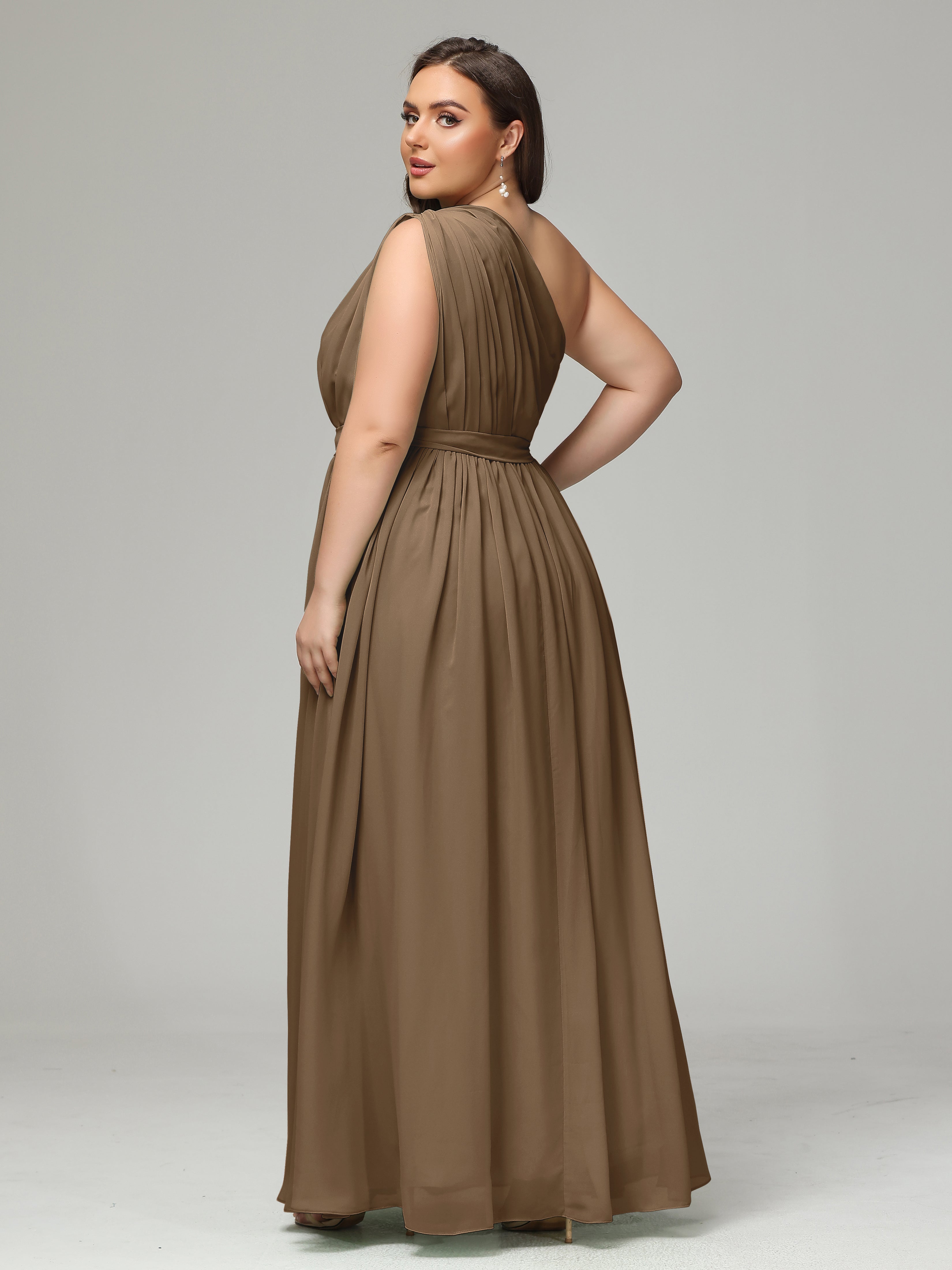 One-shoulder Plus Size Chiffon Bridesmaid Dresses