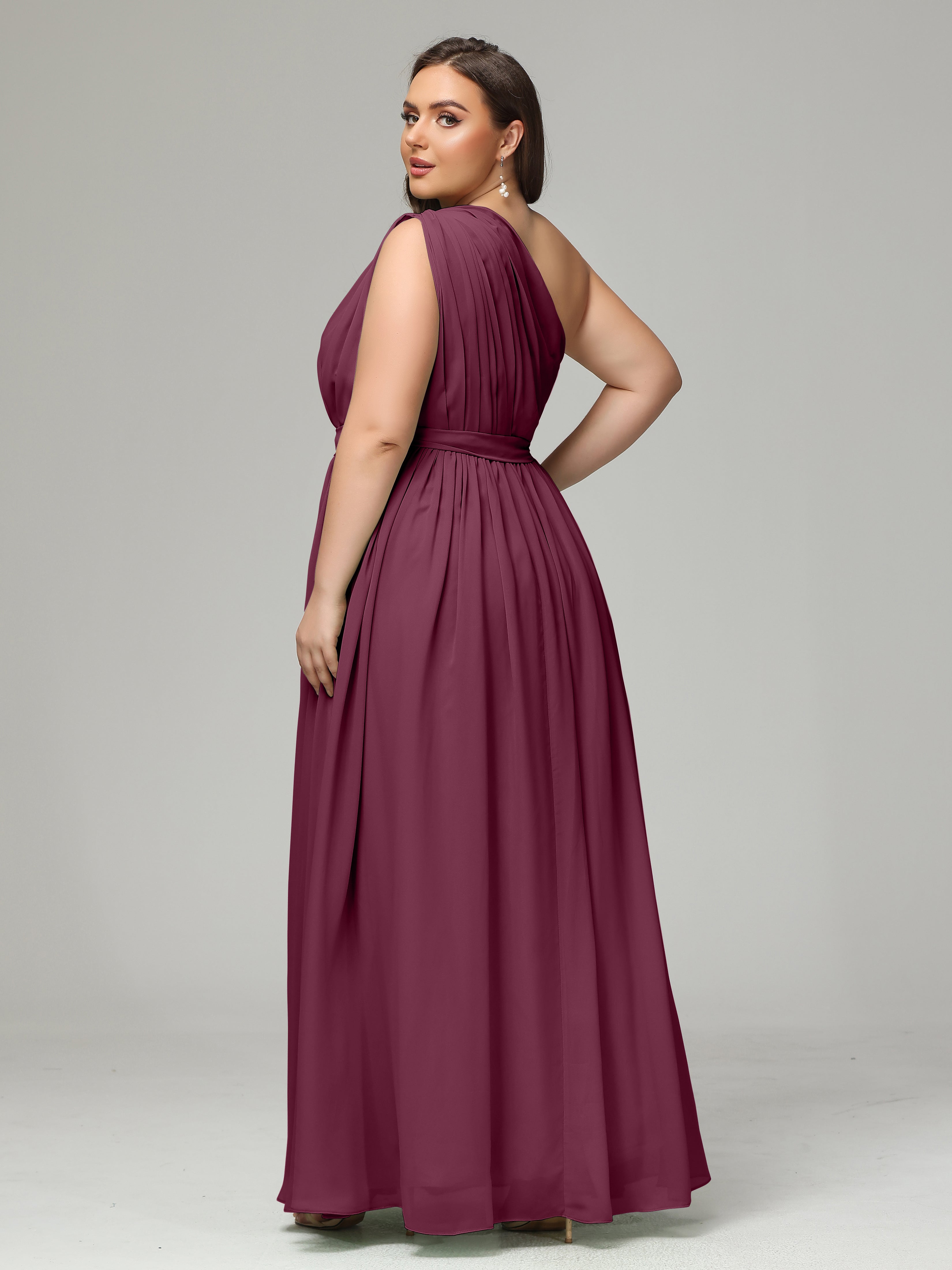 One-shoulder Plus Size Chiffon Bridesmaid Dresses