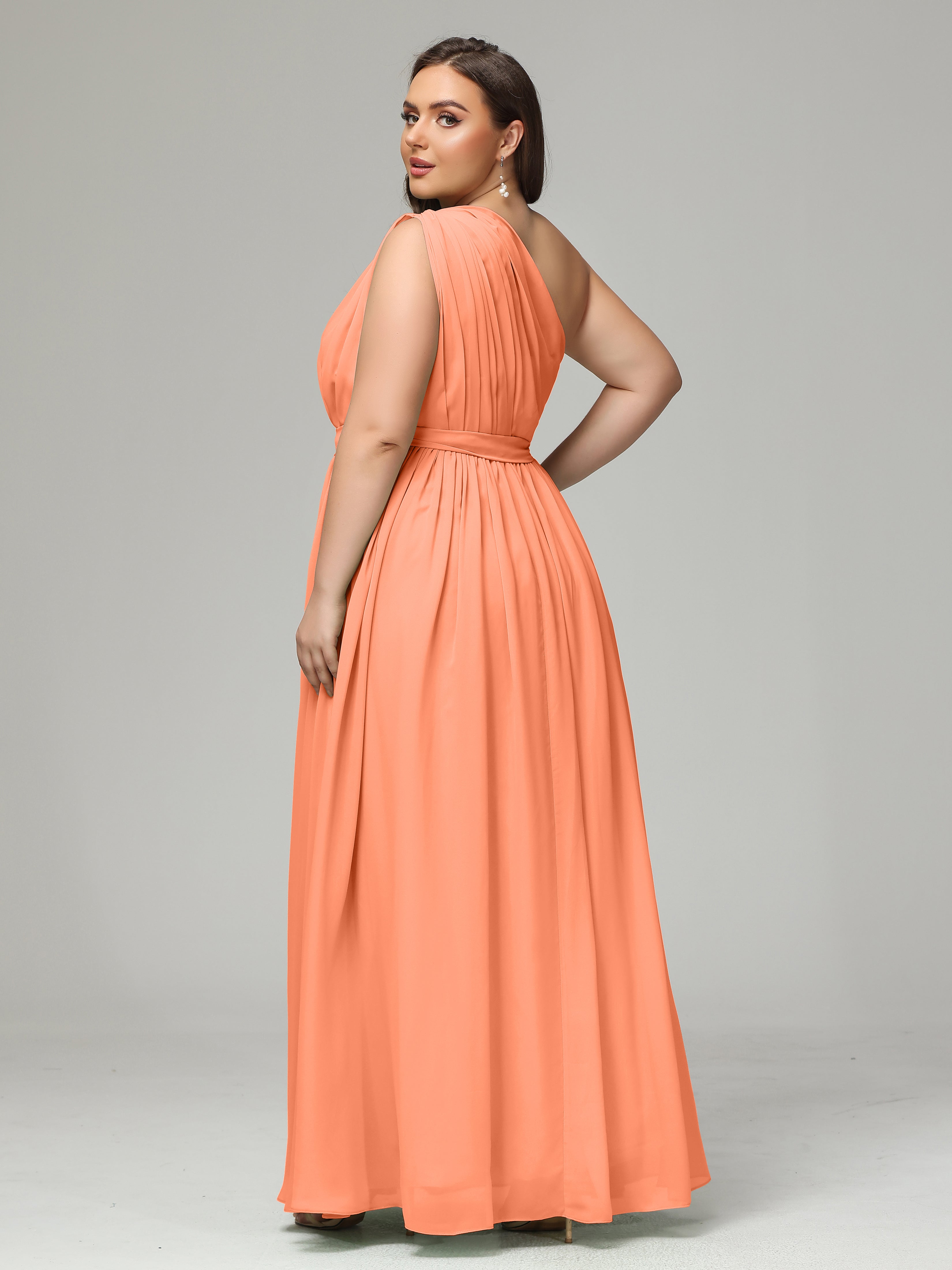 One-shoulder Plus Size Chiffon Bridesmaid Dresses