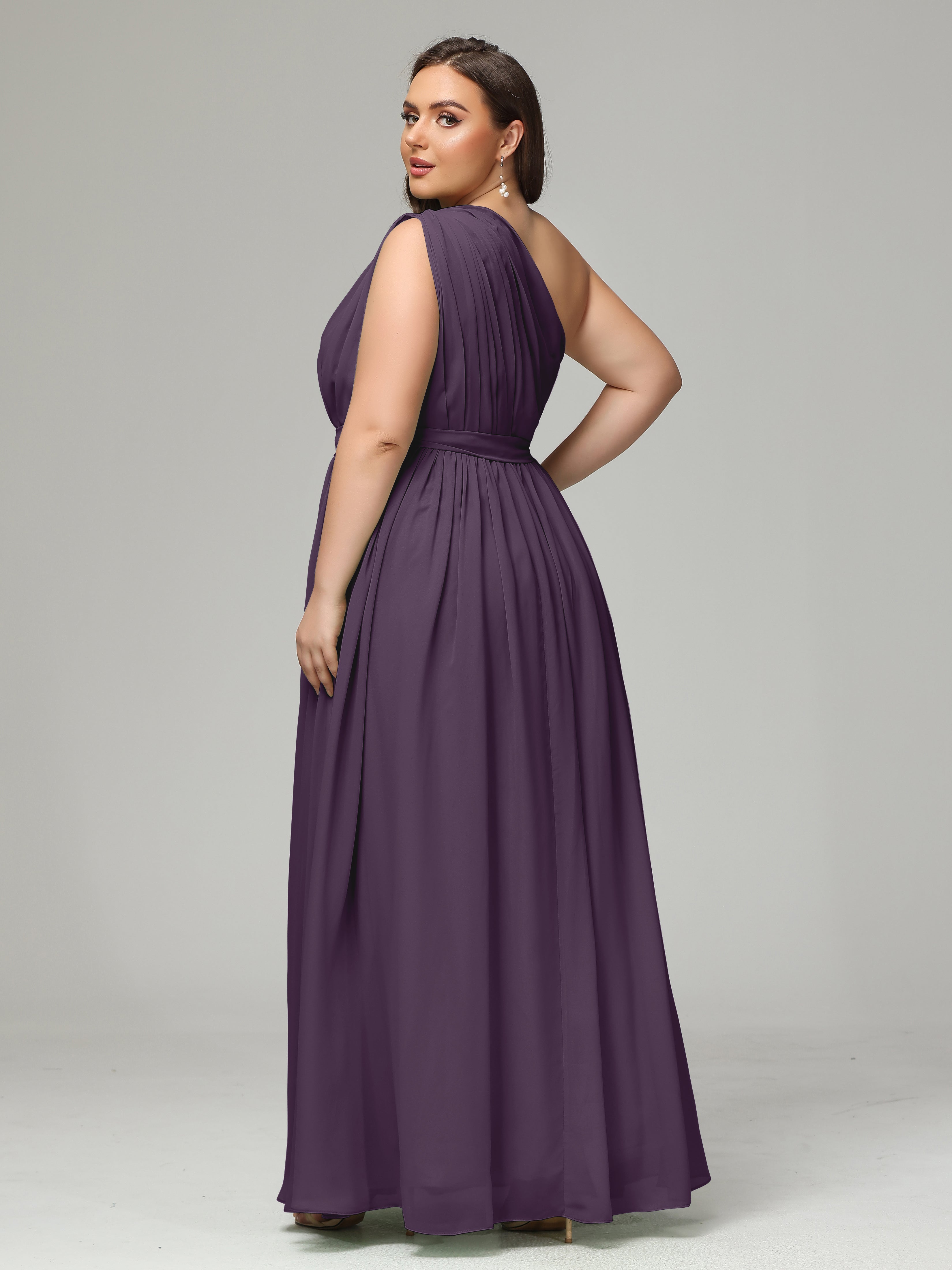 One-shoulder Plus Size Chiffon Bridesmaid Dresses