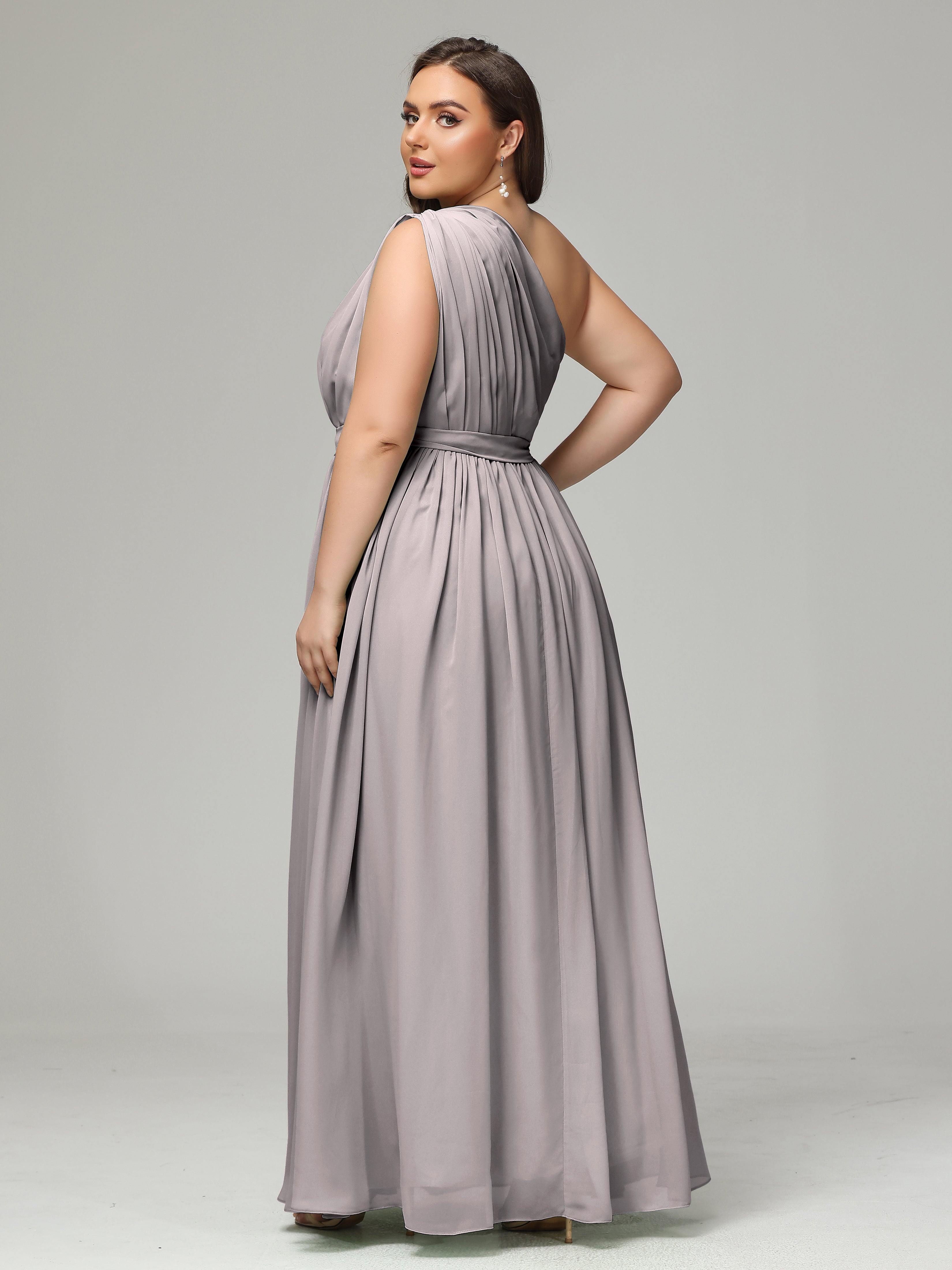 One-shoulder Plus Size Chiffon Bridesmaid Dresses