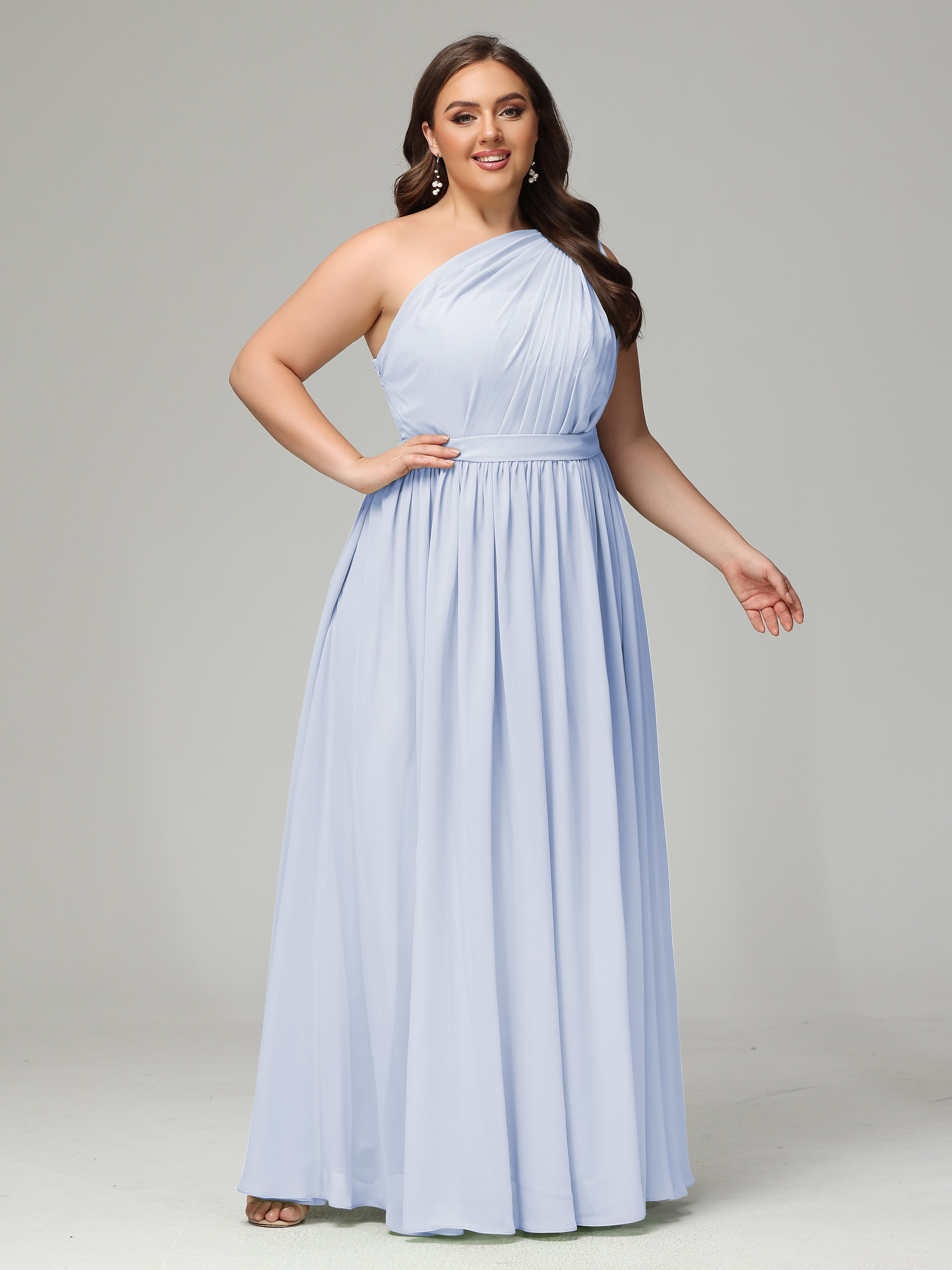 One-shoulder Plus Size Chiffon Bridesmaid Dresses