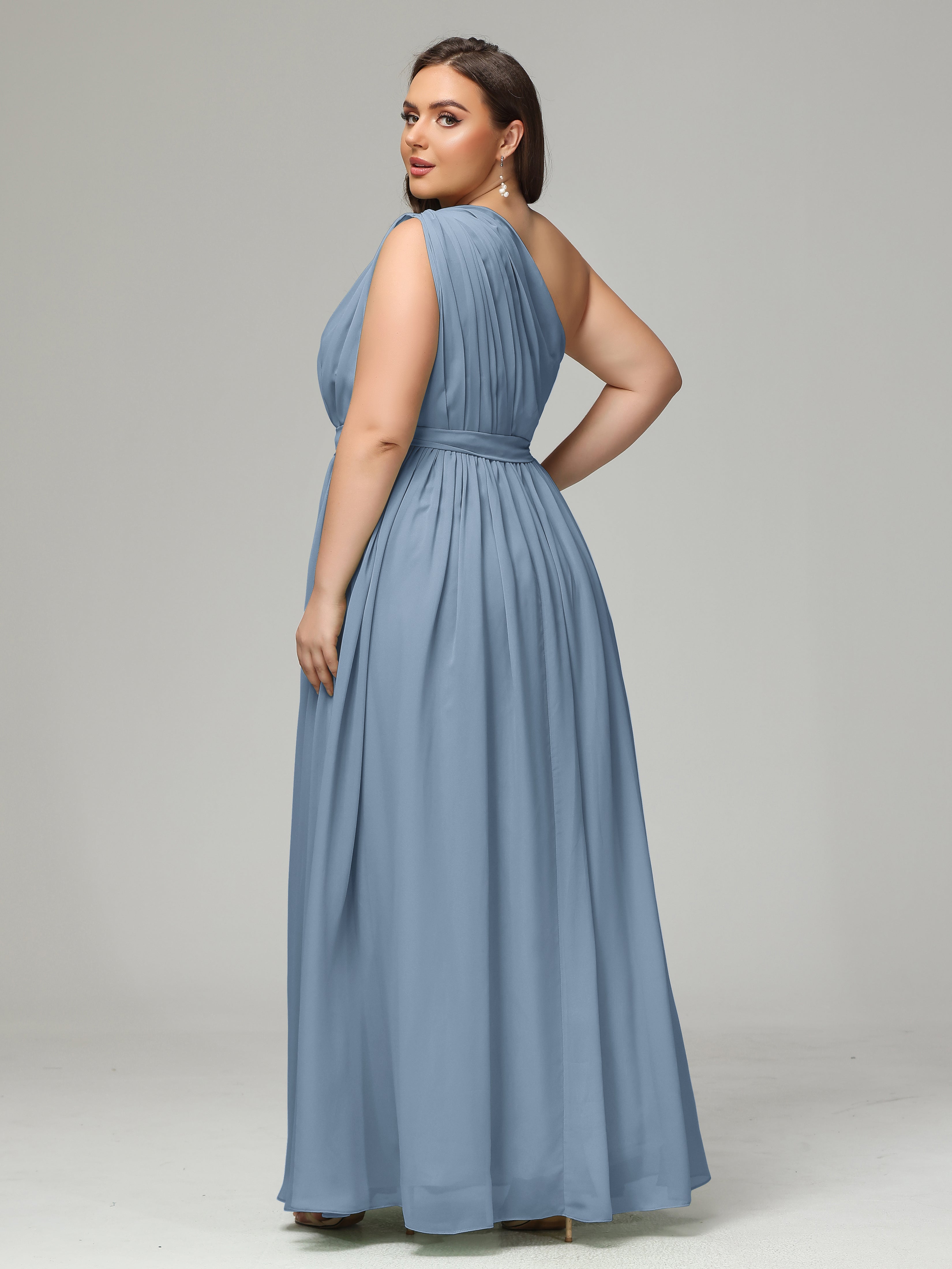 One-shoulder Plus Size Chiffon Bridesmaid Dresses