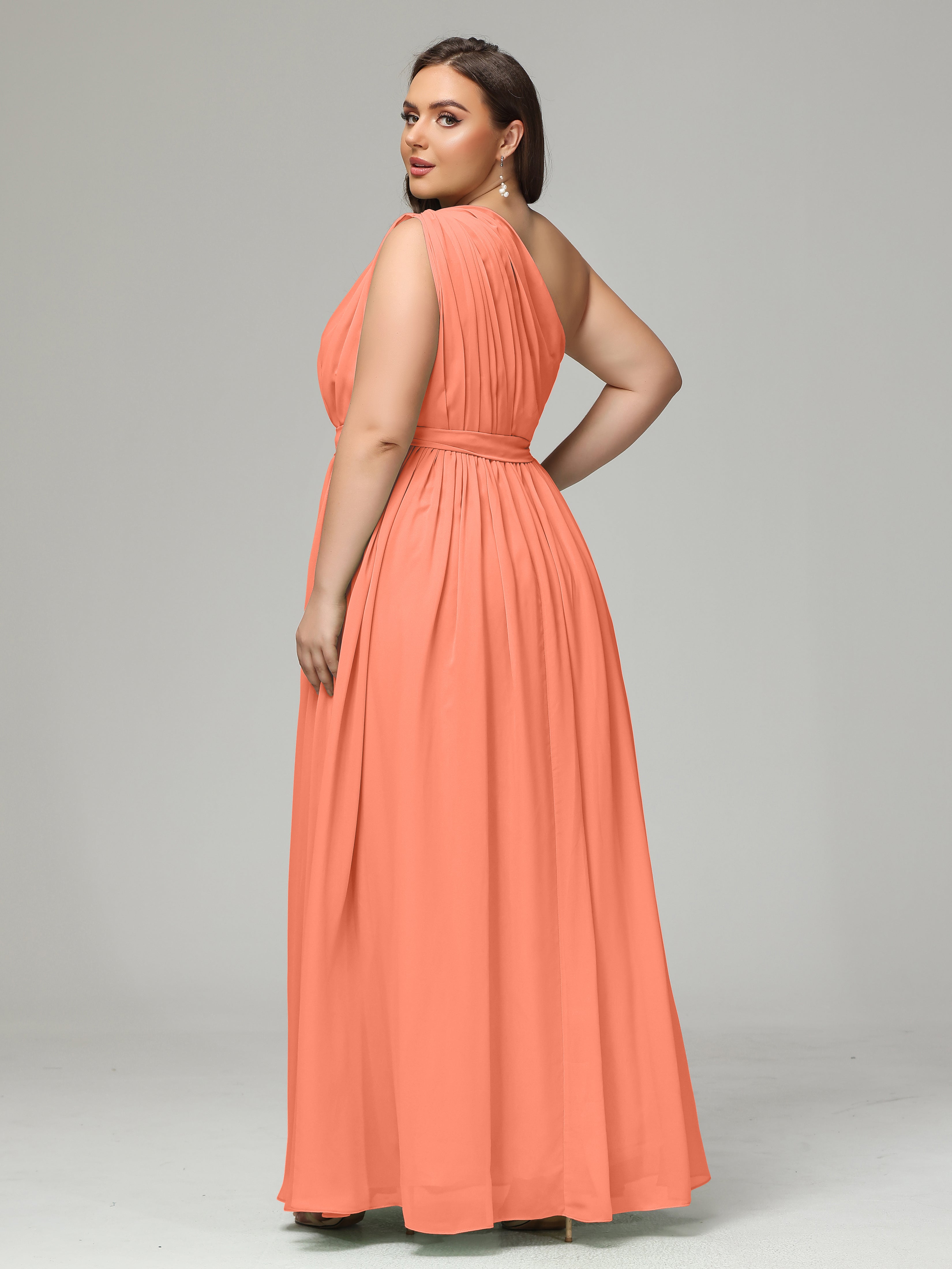 One-shoulder Plus Size Chiffon Bridesmaid Dresses