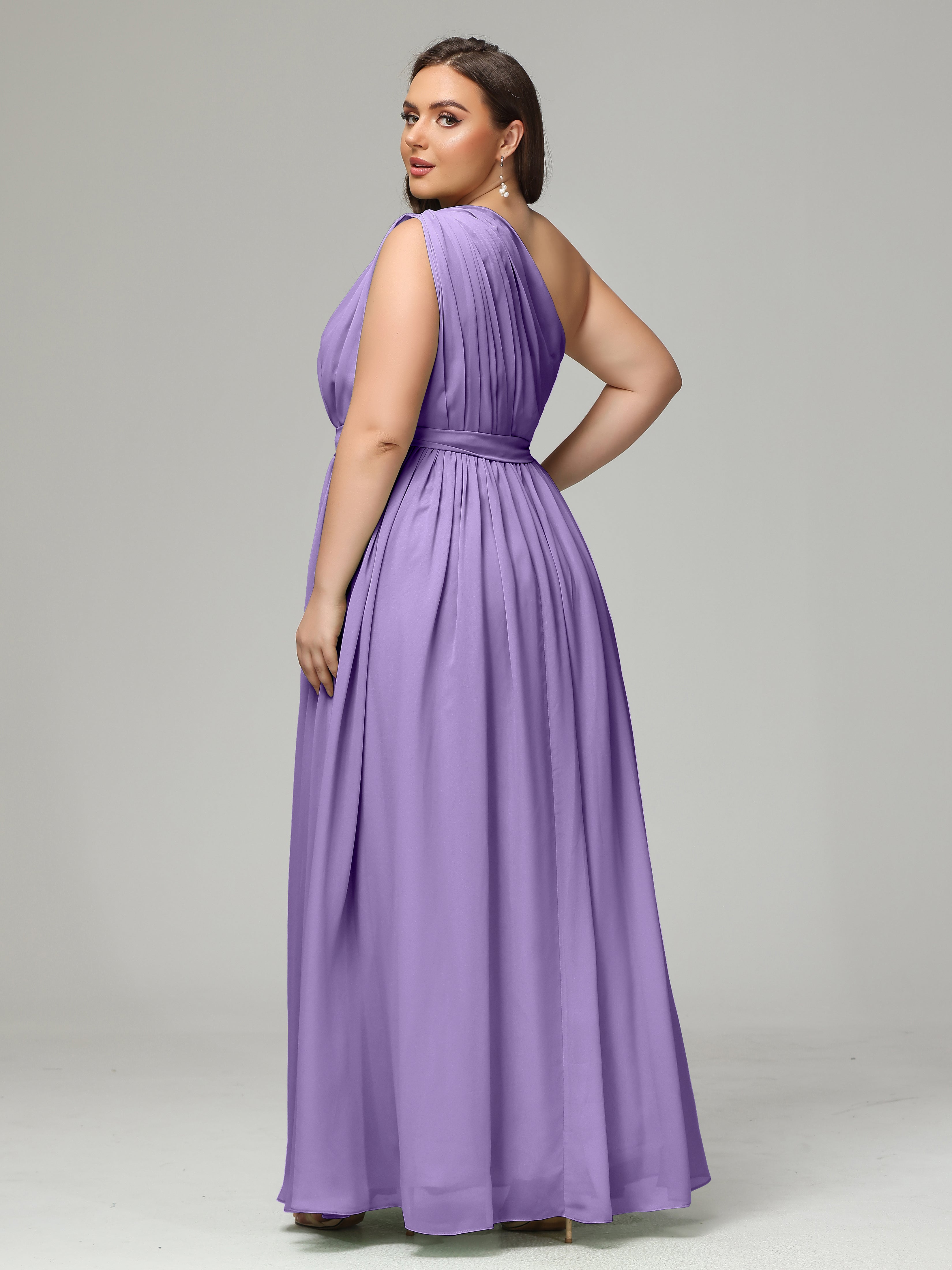 One-shoulder Plus Size Chiffon Bridesmaid Dresses