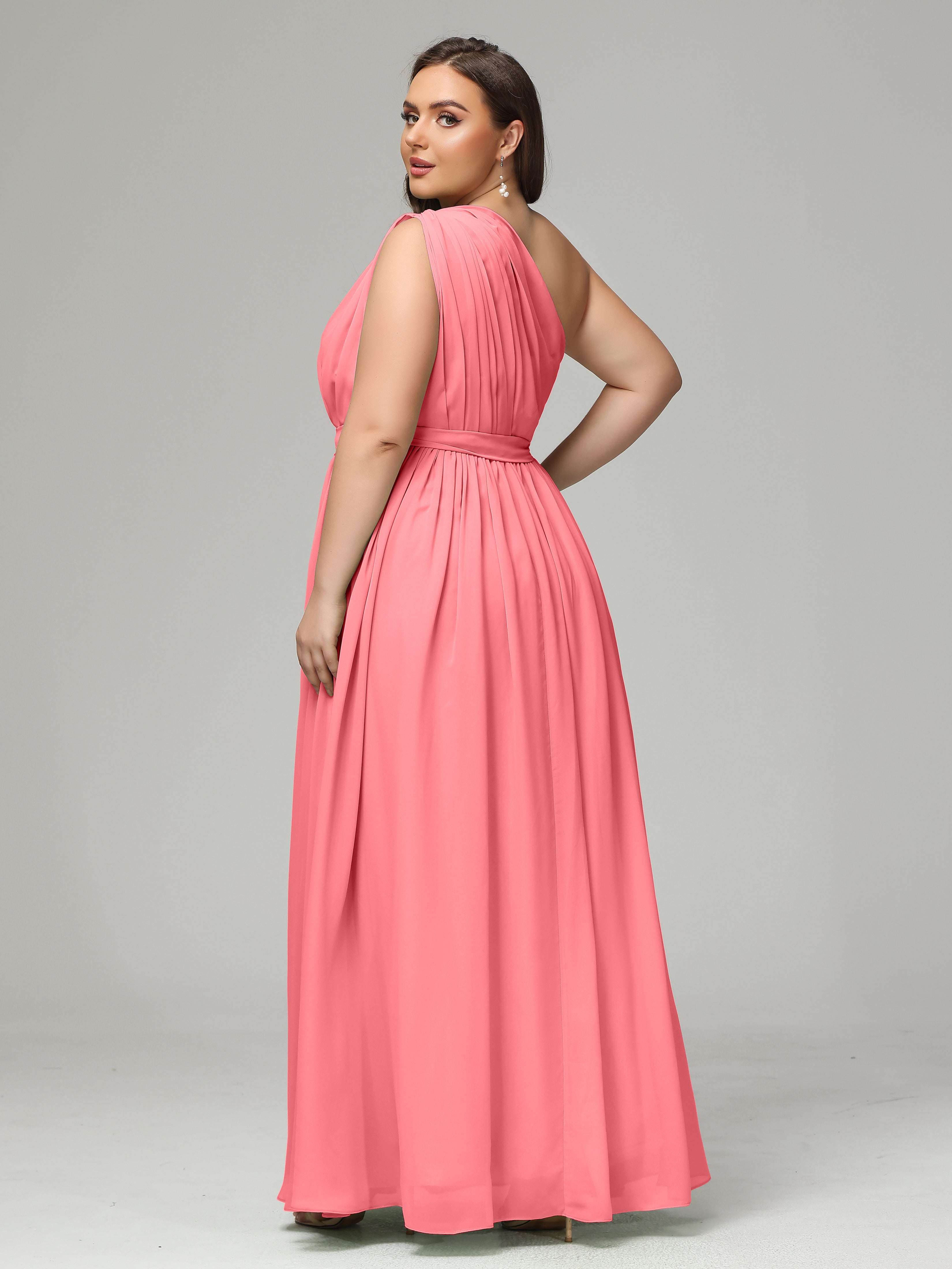 One-shoulder Plus Size Chiffon Bridesmaid Dresses