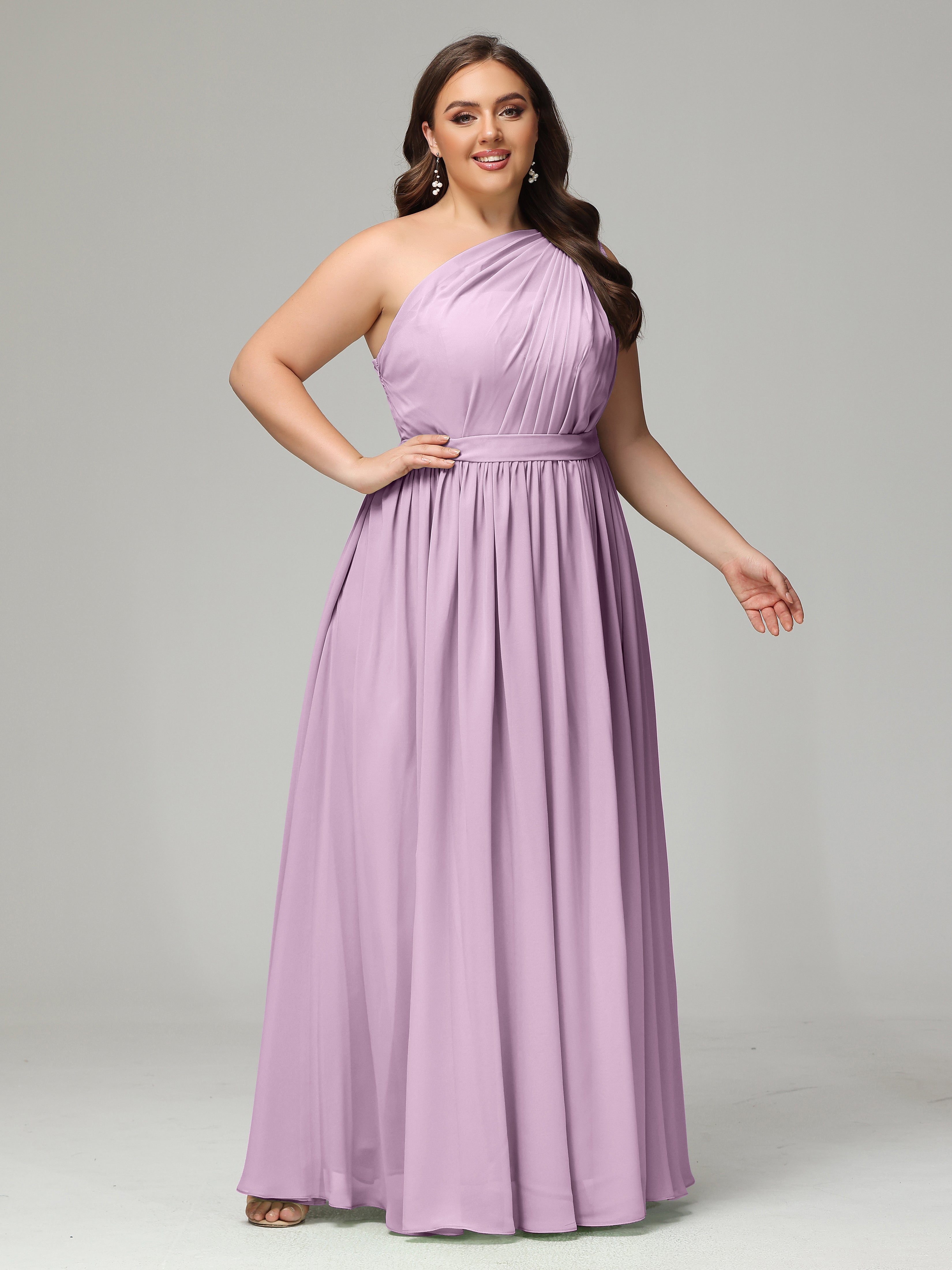 One-shoulder Plus Size Chiffon Bridesmaid Dresses