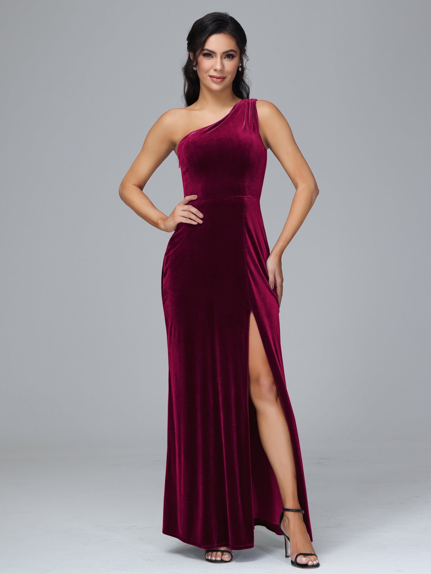 VICTORIA One Shoulder Velvet Formal Dress Wedding Guest Dress