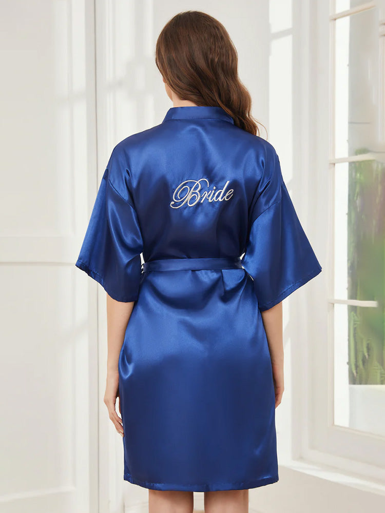 Cicinia Ready Satin Royal Blue Robe for Bride