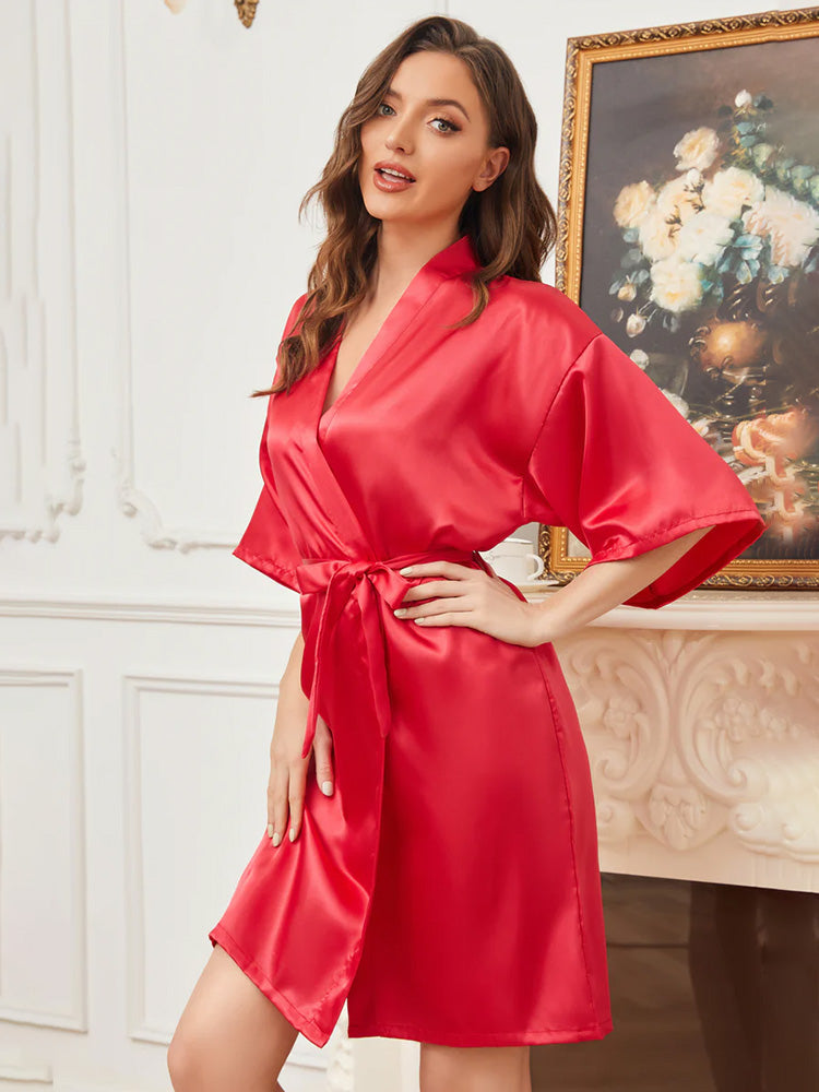 Cicinia Ready Satin Red Robe for Bride