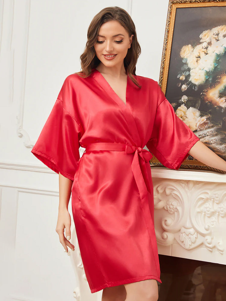 Cicinia Ready Satin Red Robe for Bride