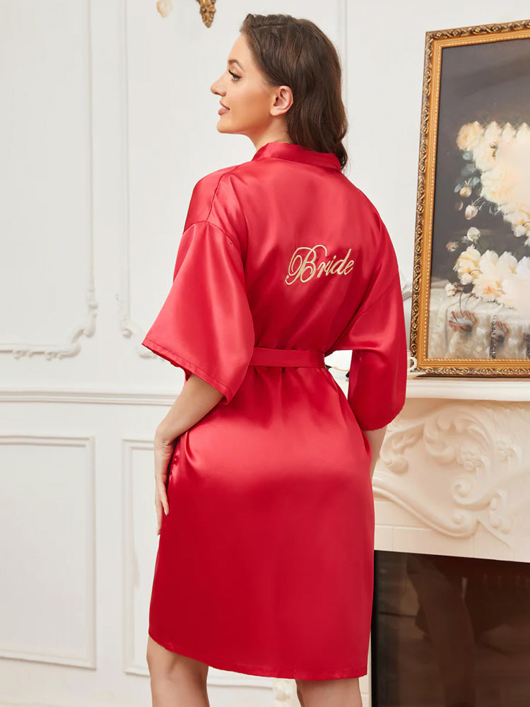 Cicinia Ready Satin Red Robe for Bride