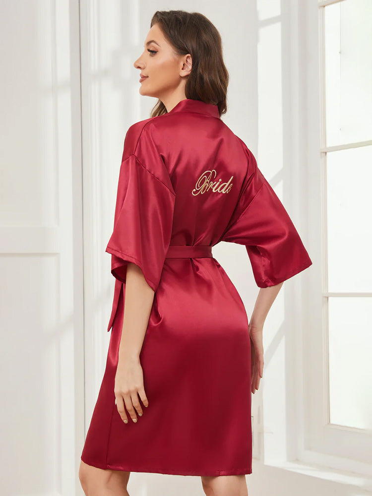 Cicinia Ready Satin Burgundy Robe for Bride