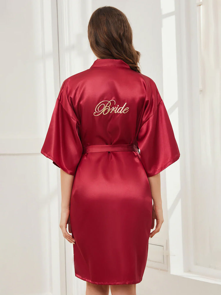 Cicinia Ready Satin Burgundy Robe for Bride