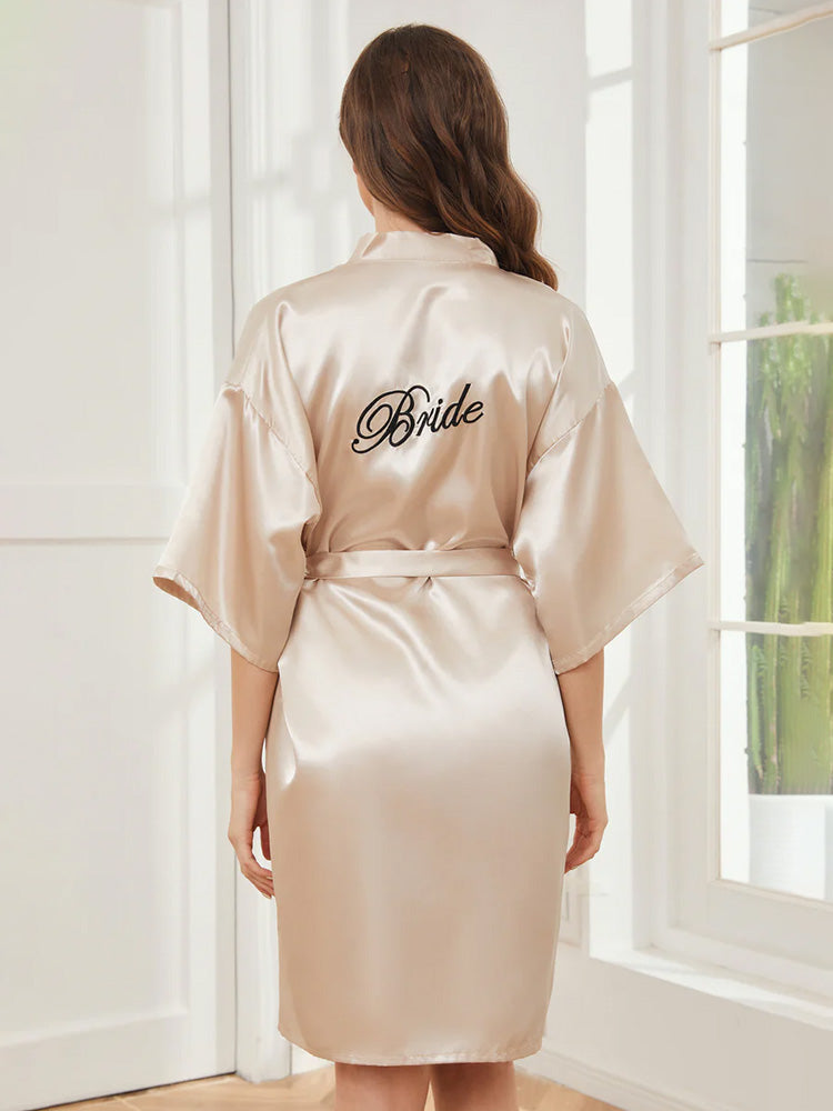 Cicinia Ready Satin Champagne Robe for Bride