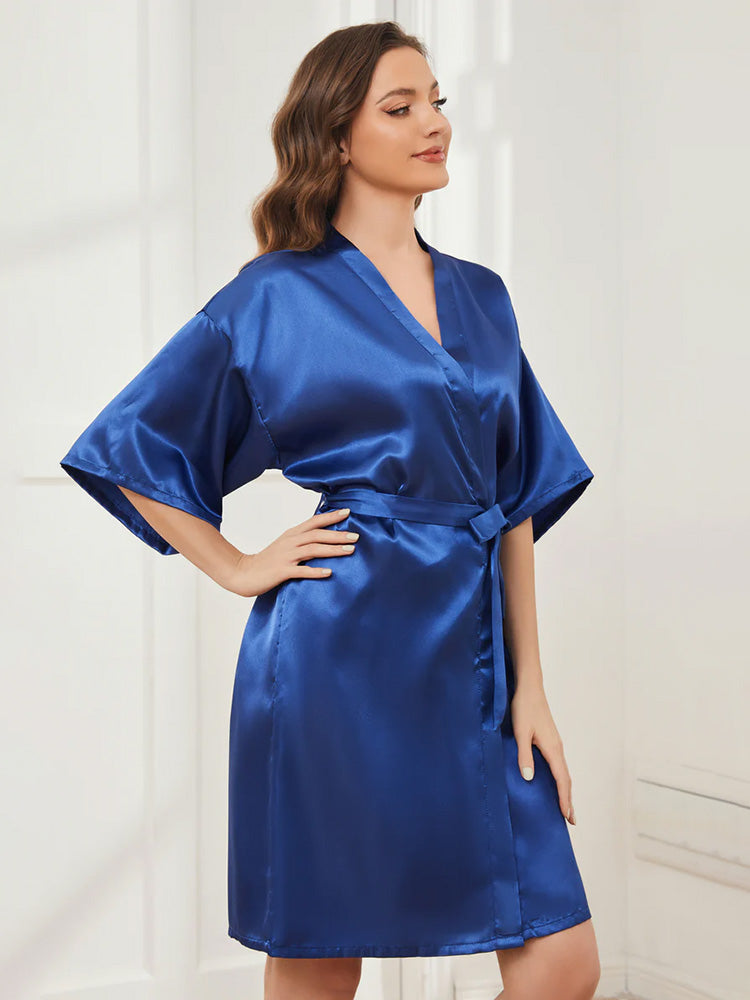 Cicinia Ready Satin Royal Blue Robe for Bridesmaid