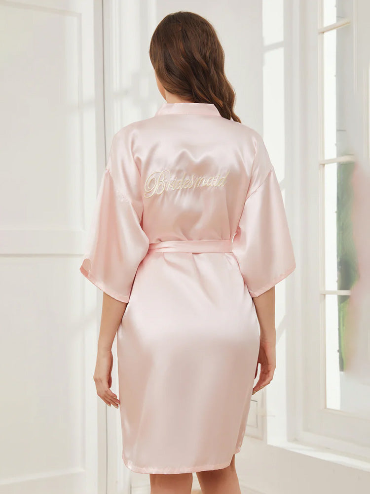 Cicinia Ready Satin Blushing Pink Robe for Bridesmaid