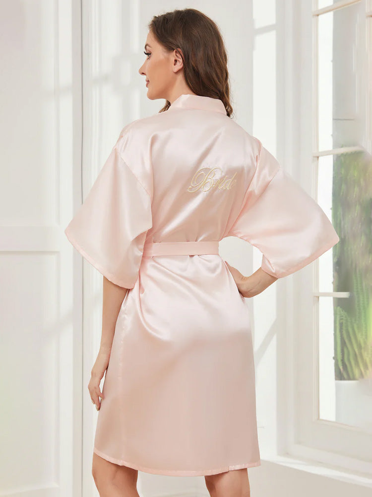 Cicinia Ready Satin Blushing Pink Robe for Bride