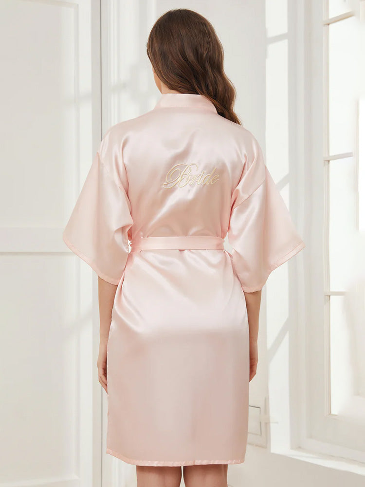 Cicinia Ready Satin Blushing Pink Robe for Bride