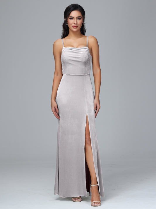 Strapless Velvet Bridesmaid Dress With Slit