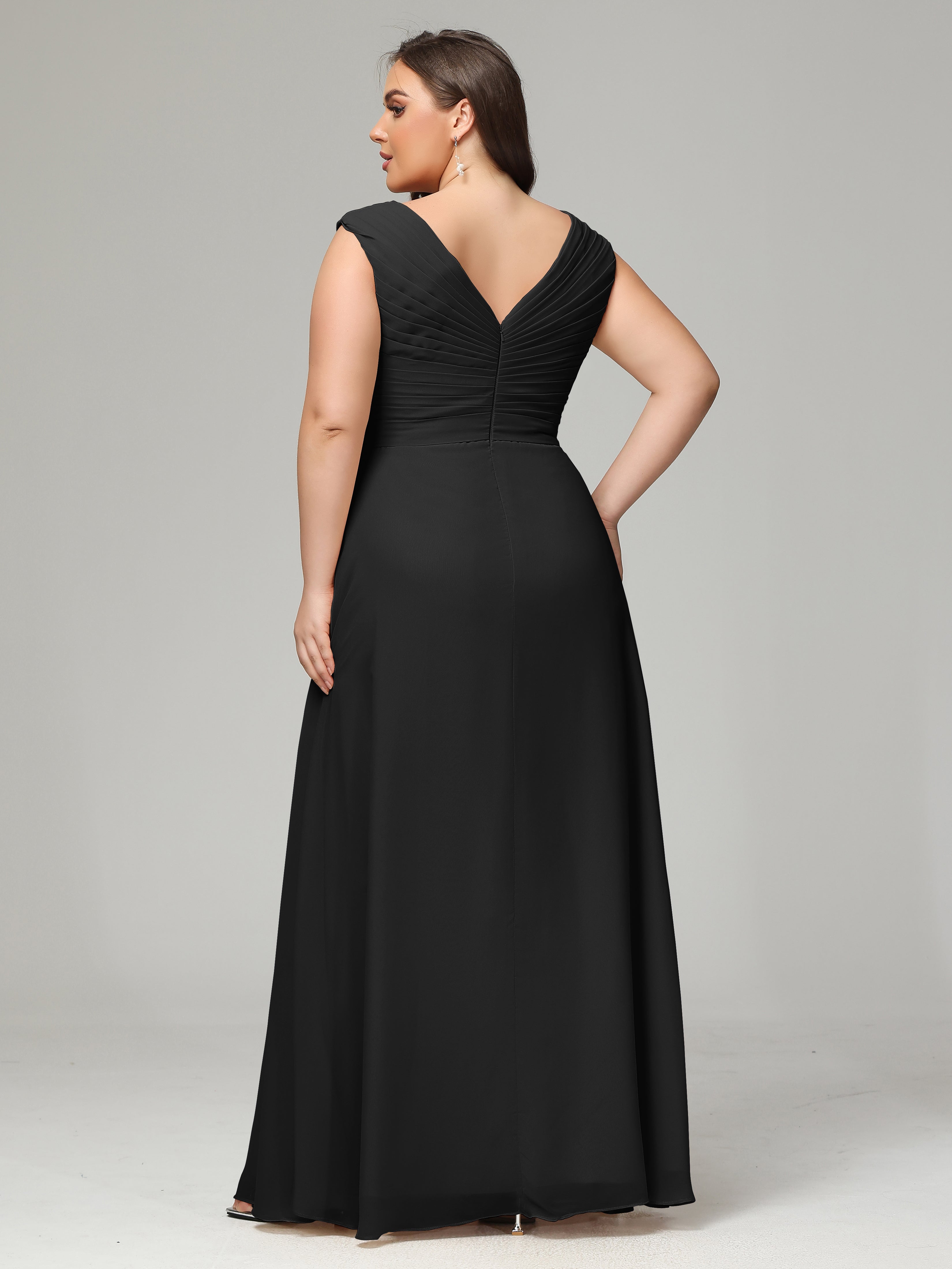 V-back Chiffon Bridesmaid Dress Plus Size