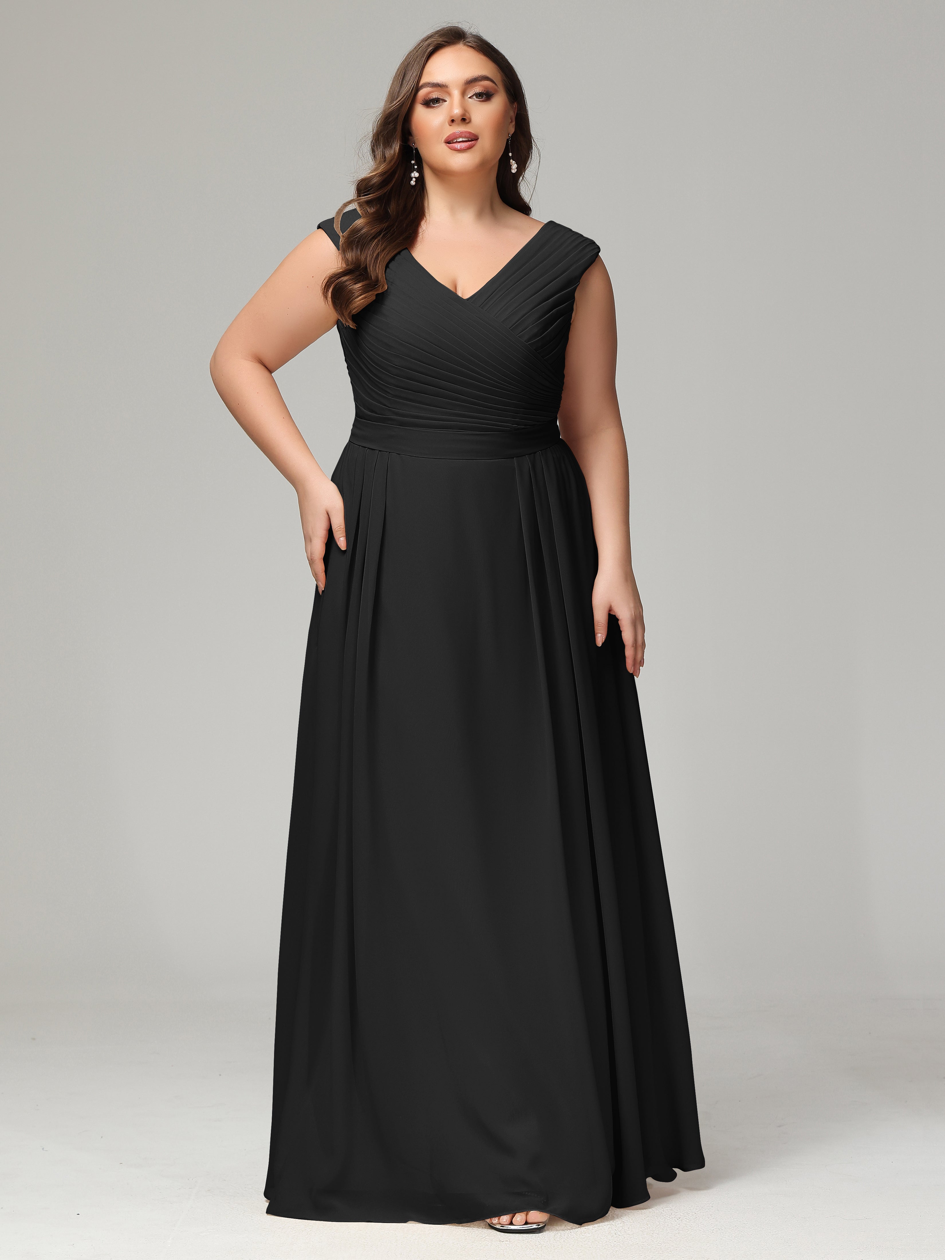 V-back Chiffon Bridesmaid Dress Plus Size