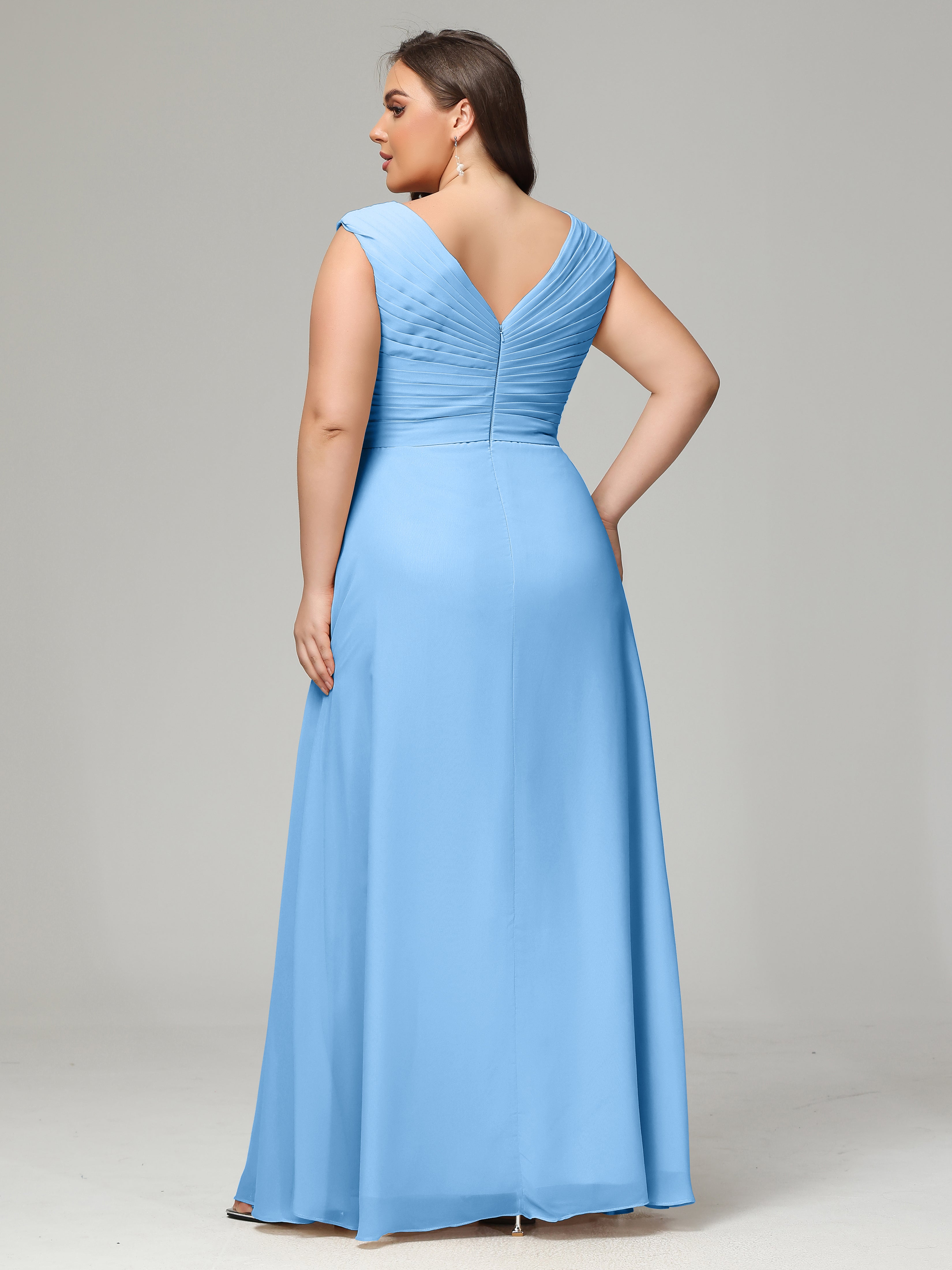 V-back Chiffon Bridesmaid Dress Plus Size