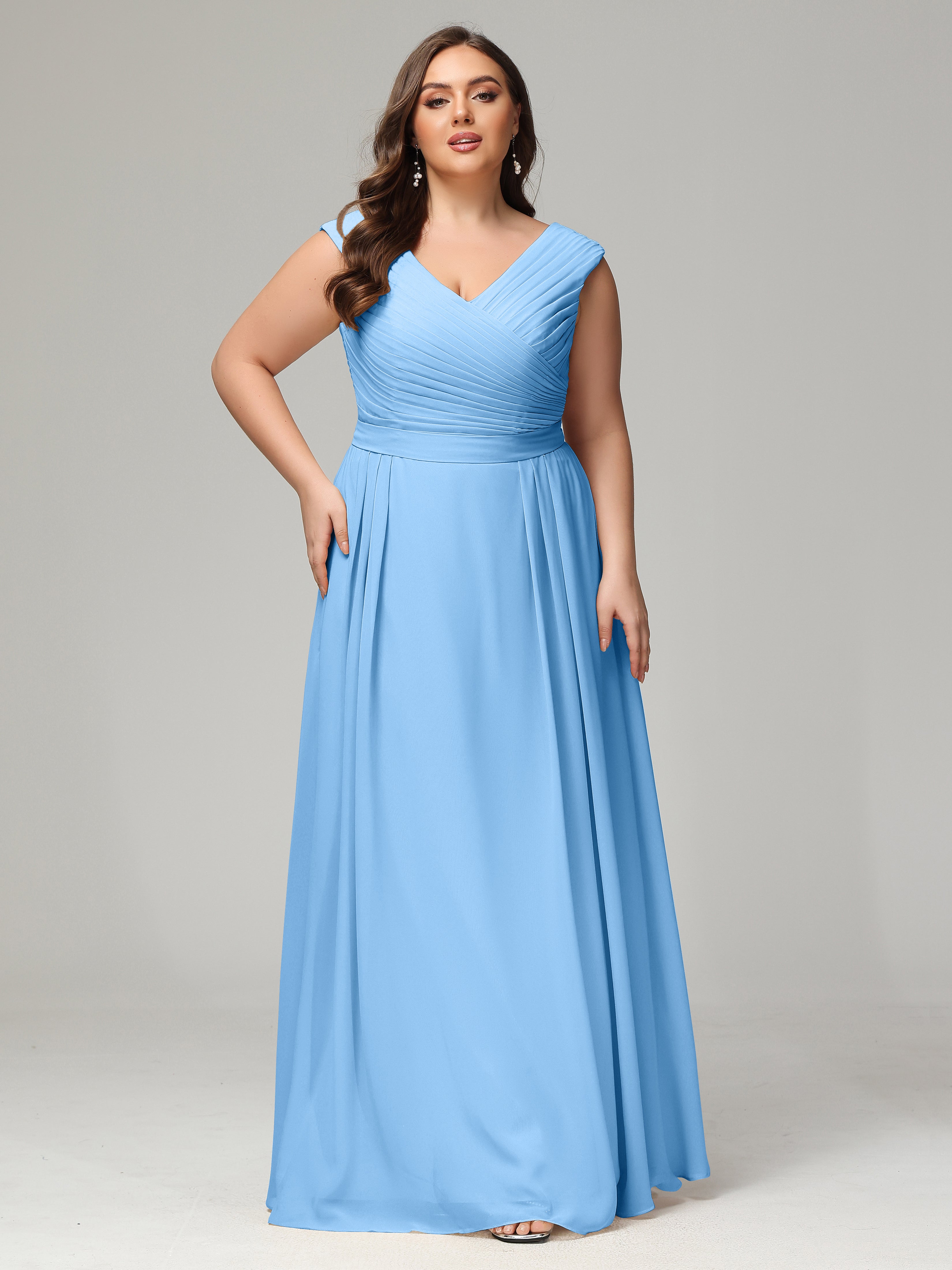 V-back Chiffon Bridesmaid Dress Plus Size