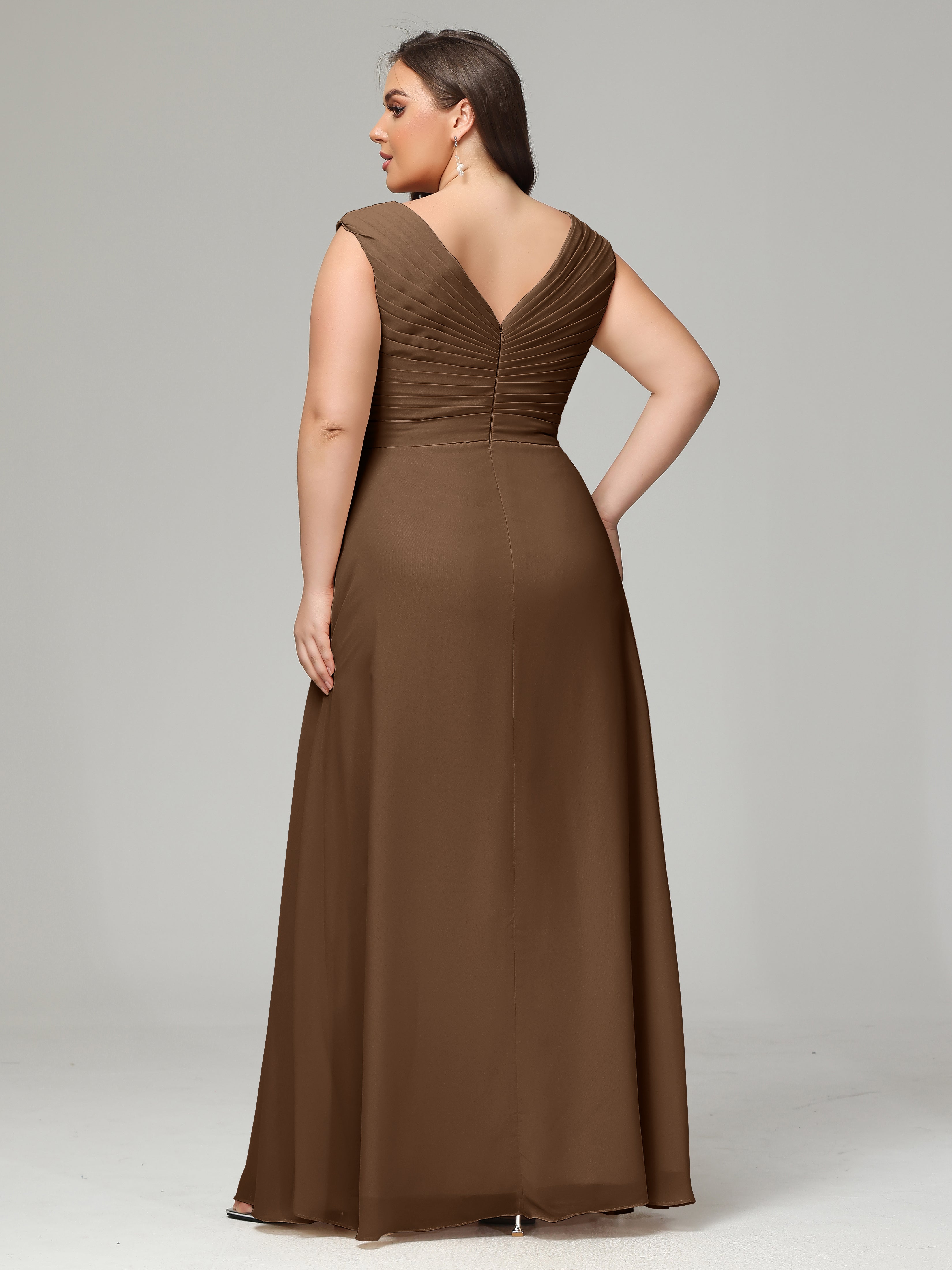 V-back Chiffon Bridesmaid Dress Plus Size